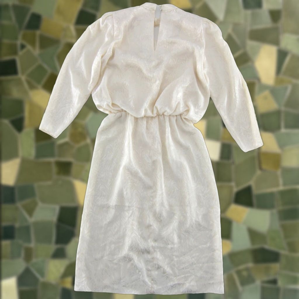 Vintage VTG Candace By Ingrid Ivory Shimmer Lace Long Sleeve Midi Dress Large Vintage California Dress Shimmering Ivory 80s 90s Boho Bohemian Size L / US 10 / IT 46 - 1 Thumbnail