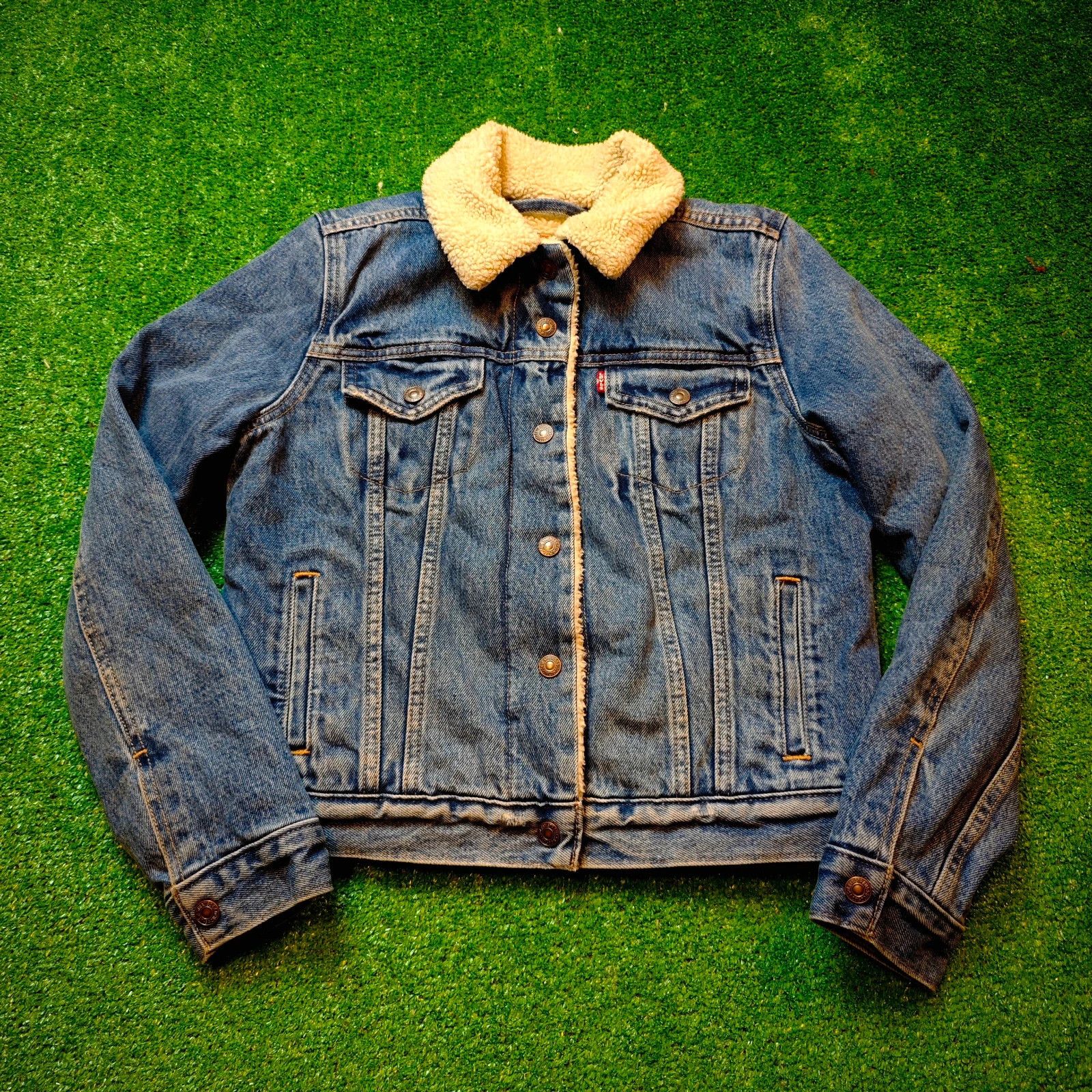 Levi's Levi's Denim Sherpa Jacket Womens S Collared Outdoors Trucke Size S / US 4 / IT 40 - 1 Thumbnail
