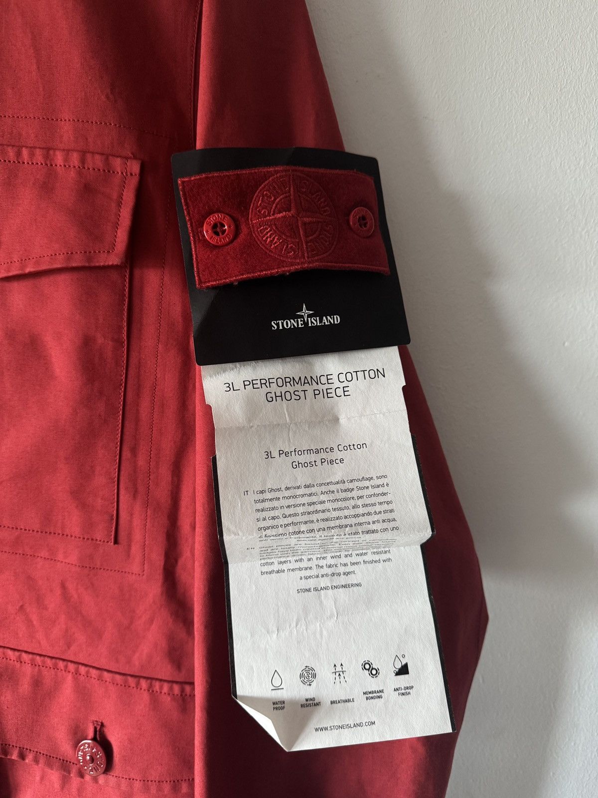 Stone Island 🔥 Stone Island Ghost Piece Red 3L Performance Cotton Jacket Size US L / EU 52-54 / 3 - 5 Thumbnail