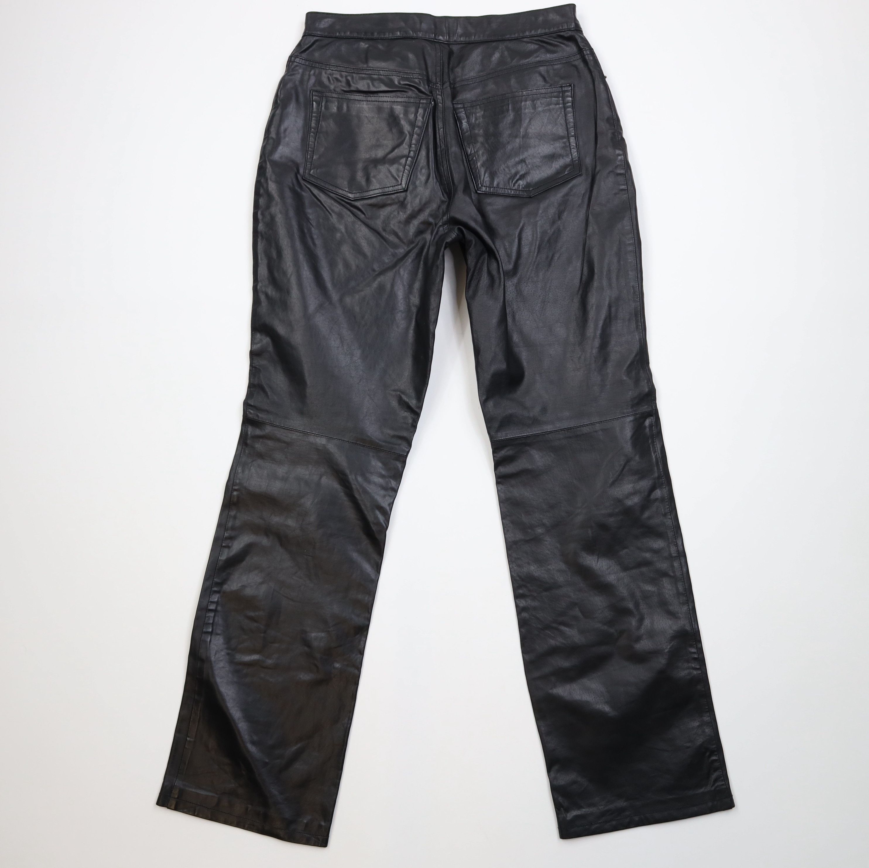 Vintage Vintage 90s Streetwear Leather Straight Leg Pants Black Size 30" / US 8 / IT 44 - 8 Thumbnail
