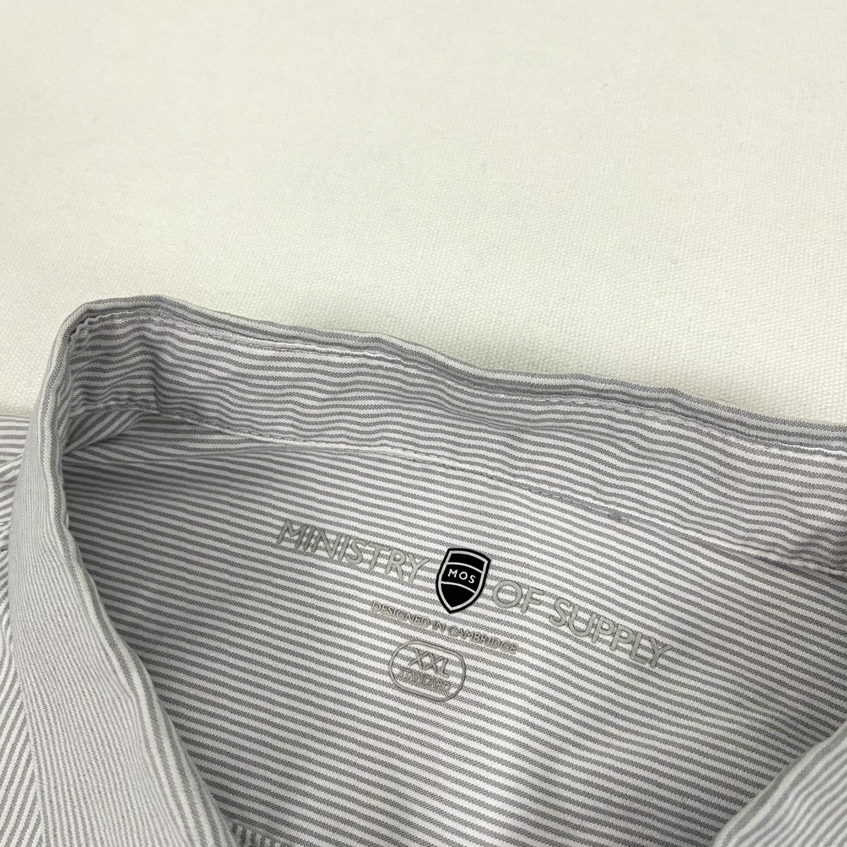 Vintage Ministry of Supply Shirt Mens 2XL XXL White Gray Striped Button Up Work Casual Size US XXL / EU 58 / 5 - 2 Thumbnail