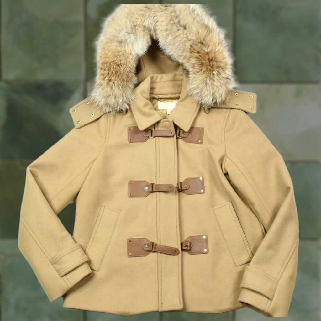 Michael Kors MIchael Kors Jacket Womens Small Camel Beige Wool Blend Fur Trim Zip-Up Clasp Size S / US 4 / IT 40 - 1 Thumbnail
