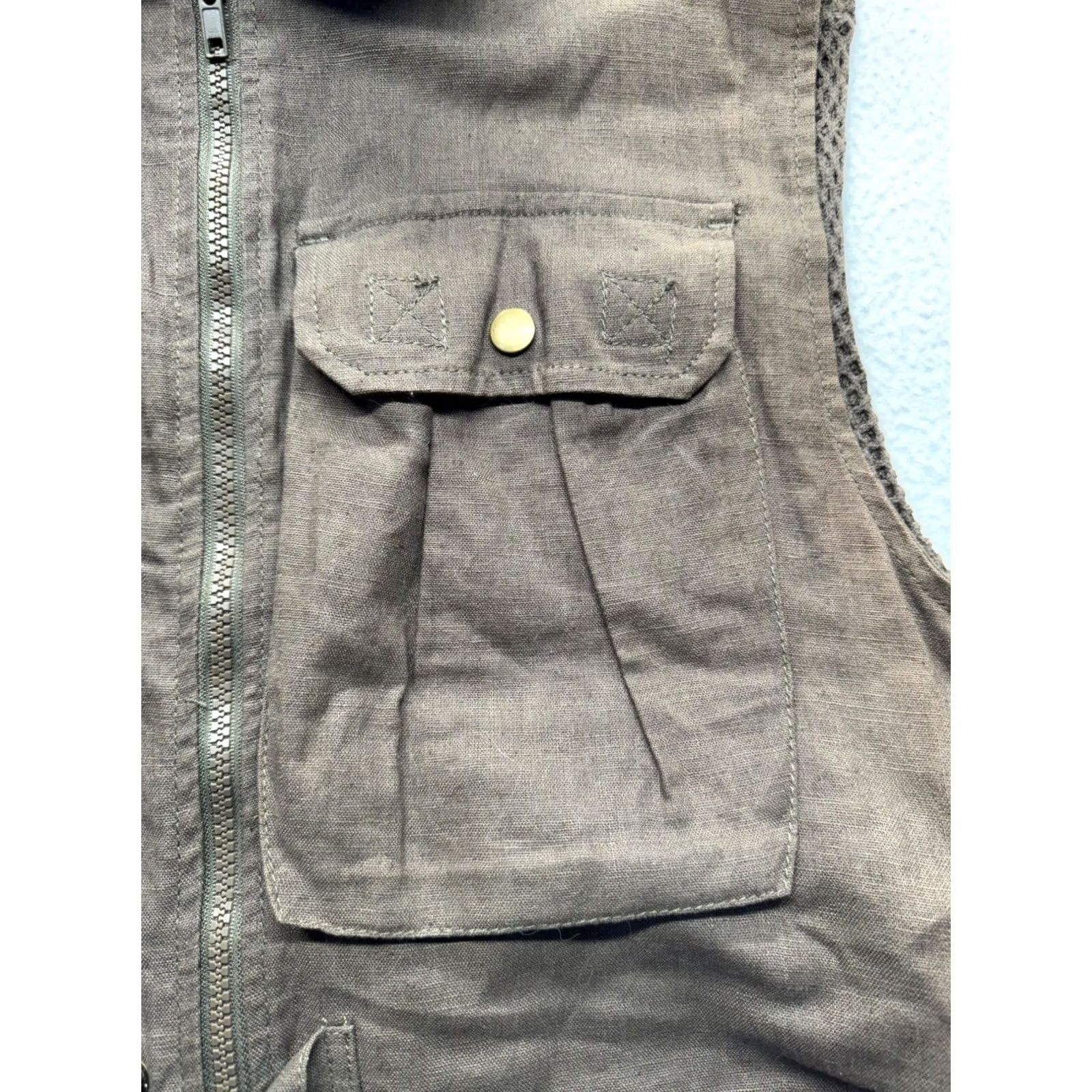 Vintage VINTAGE Nada Chair Acti Vest Mens Medium Brown Vest Hanf Cotton 55% Hemp 45% Cotton Outdoor Hunting Pockets Hood Straps Size US M / EU 48-50 / 2 - 4 Thumbnail