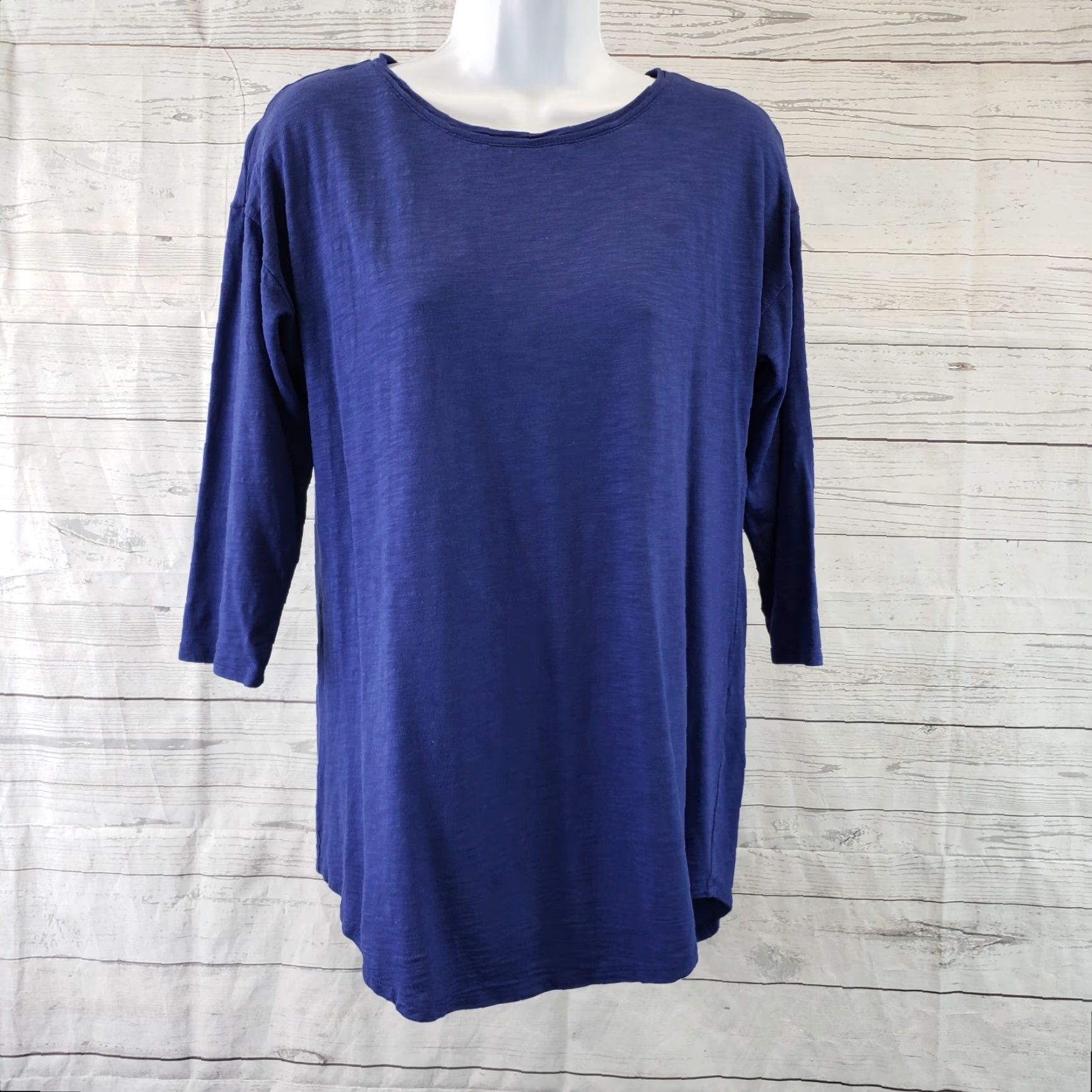 Vintage Chico's Women's Ultimate Tee Shirt Small Solid Blue 3/4 Sleeve Cotton Blend Size S / US 4 / IT 40 - 2 Thumbnail