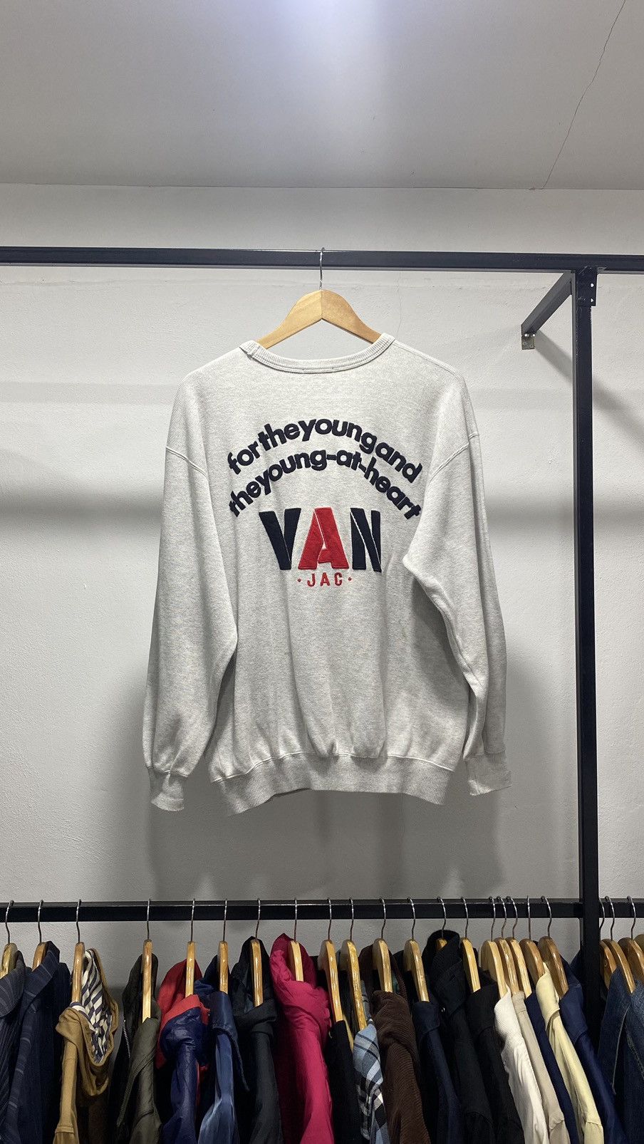 Van × Vintage VAN JAC JAPAN KNIT SWEATER BACKHIT SPELLOUT Size US L / EU 52-54 / 3 - 1 Thumbnail