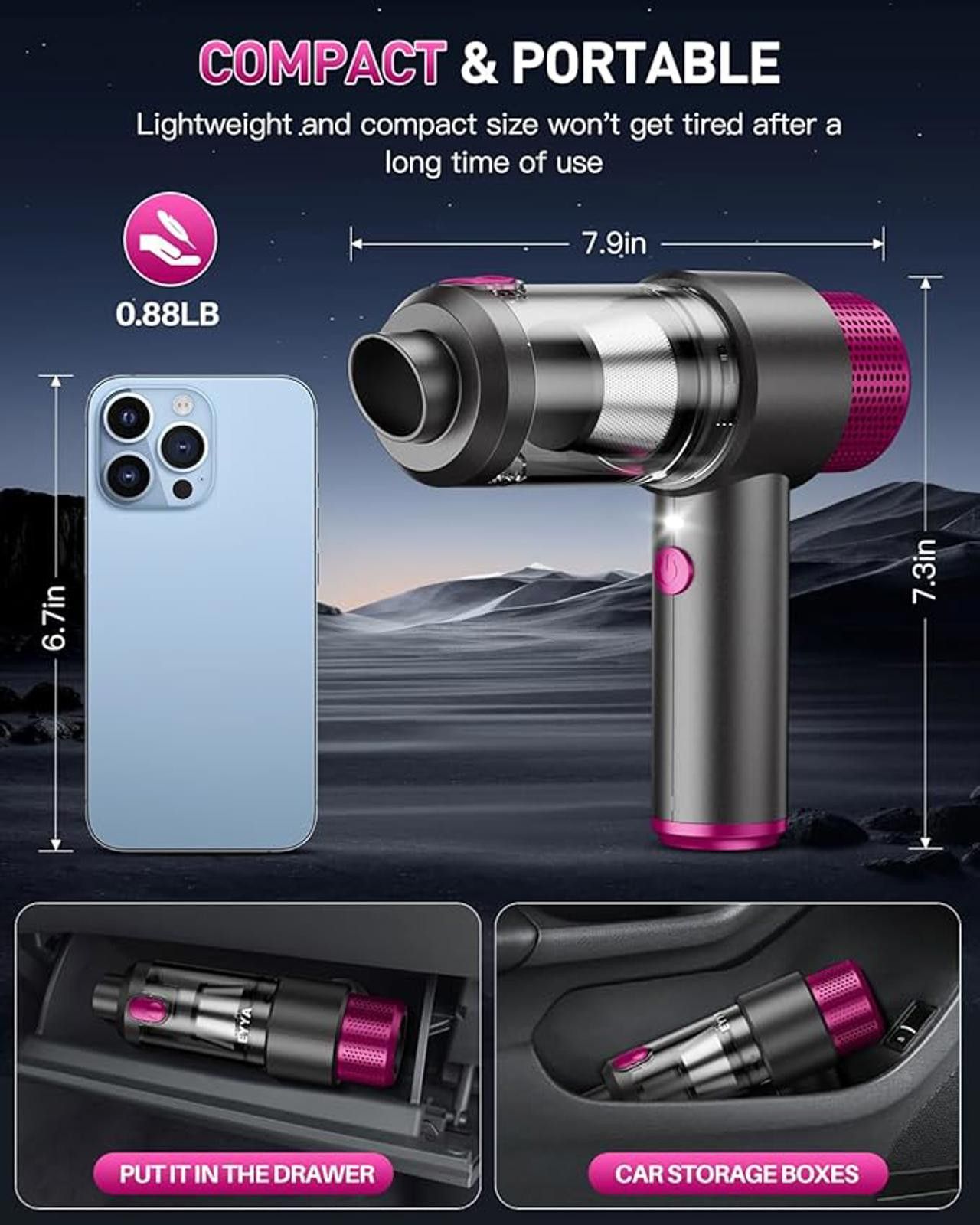 Other EYYA Cordless Handheld Vacuum LT-135 Black, Red, Bagless, St Size ONE SIZE - 7 Thumbnail