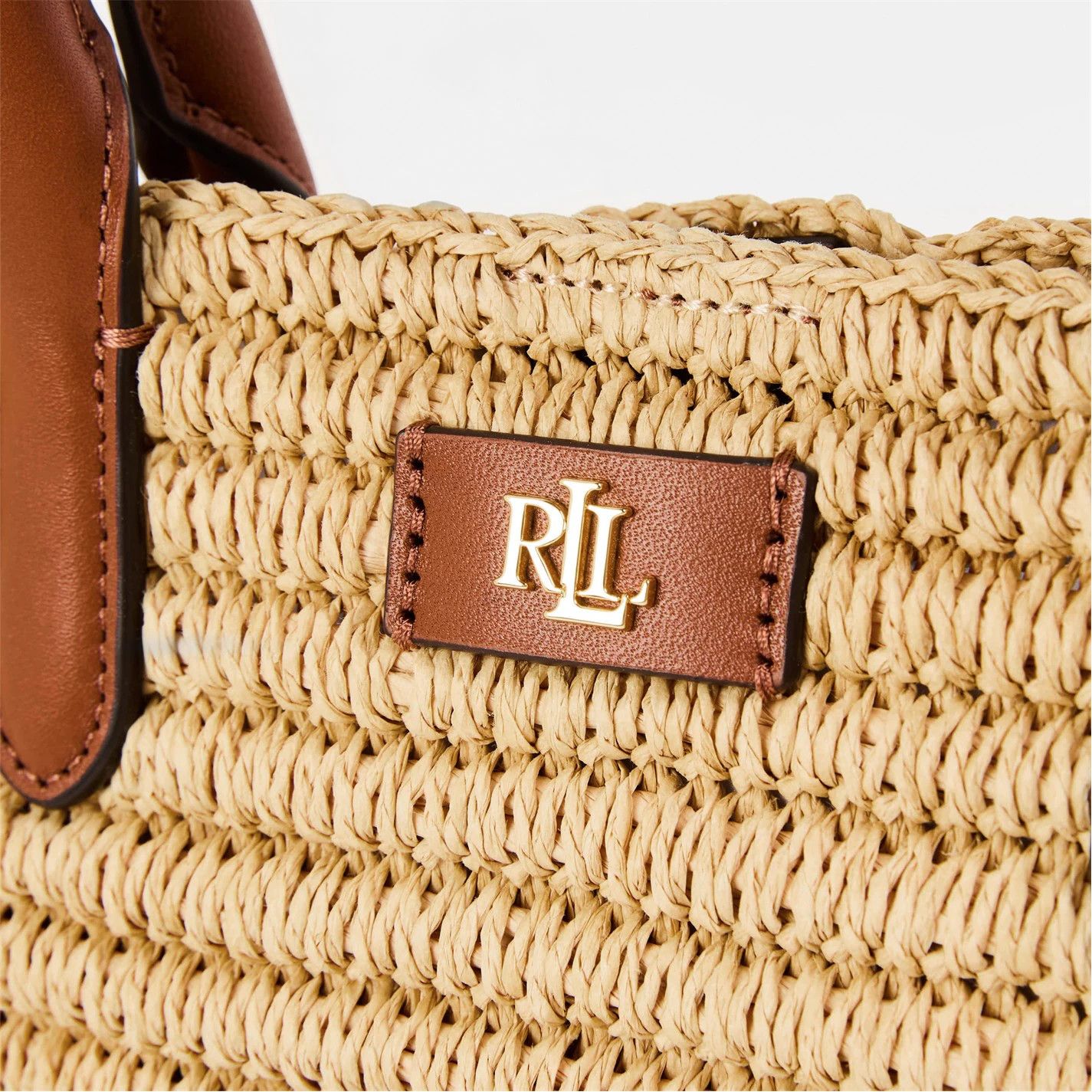 Lauren Ralph Lauren o1g2r1mq0825 Size: OS / Woven Straw Medium Brie Tote Bag Size ONE SIZE - 4 Thumbnail