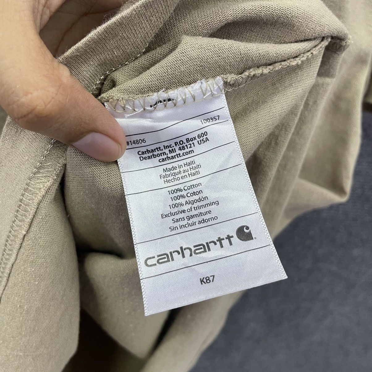 Carhartt Carhartt Single Pocket Beige Blank T Shirt Size US L / EU 52-54 / 3 - 4 Thumbnail