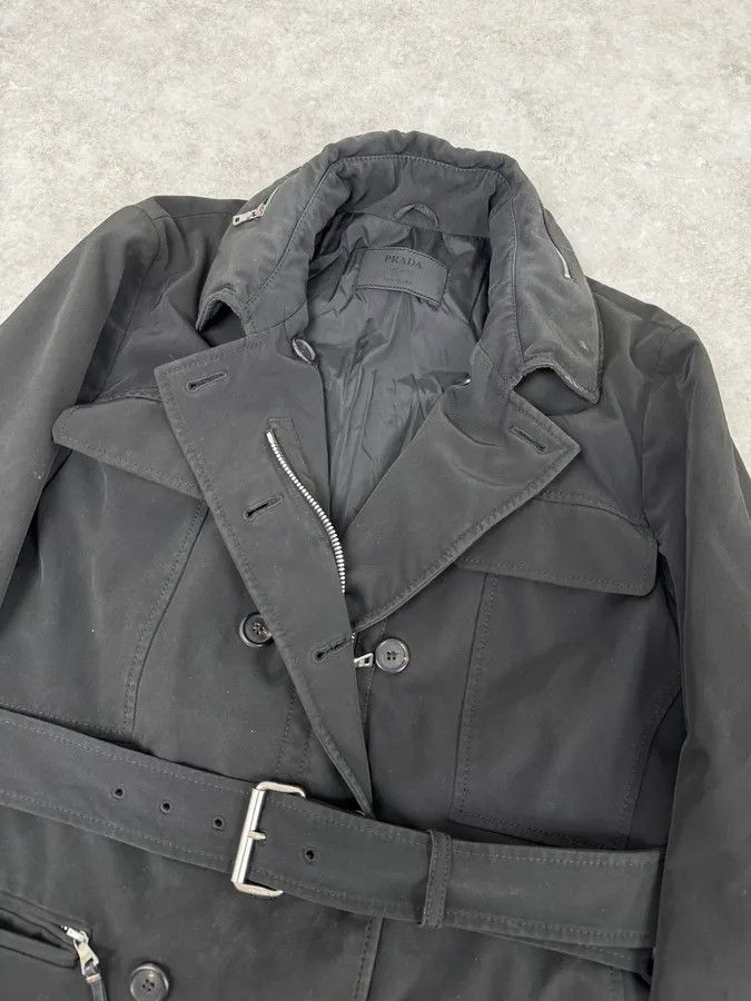 Prada 2000s Prada Black Nylon Multi-Pocket Classy Trench Coat Size US M / EU 48-50 / 2 - 6 Thumbnail