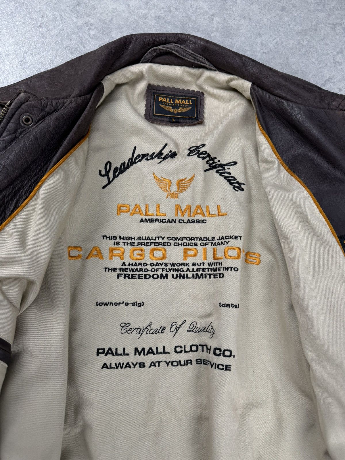 Genuine Leather Pall Mall Leather Bomber Jacket Brown Aviator Size L Size US L / EU 52-54 / 3 - 9 Thumbnail