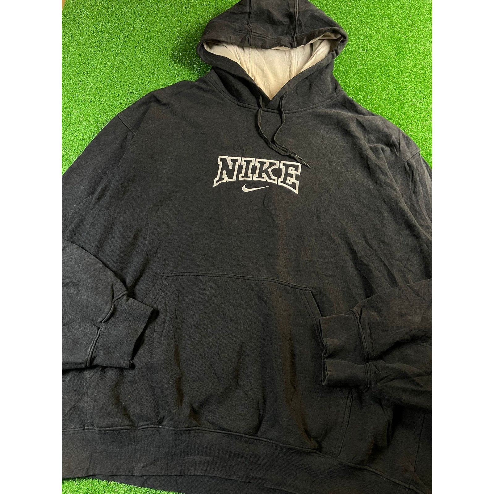 image of Y2K Nike Center Swoosh Large Black Hoodie Sweatshirt, Men's