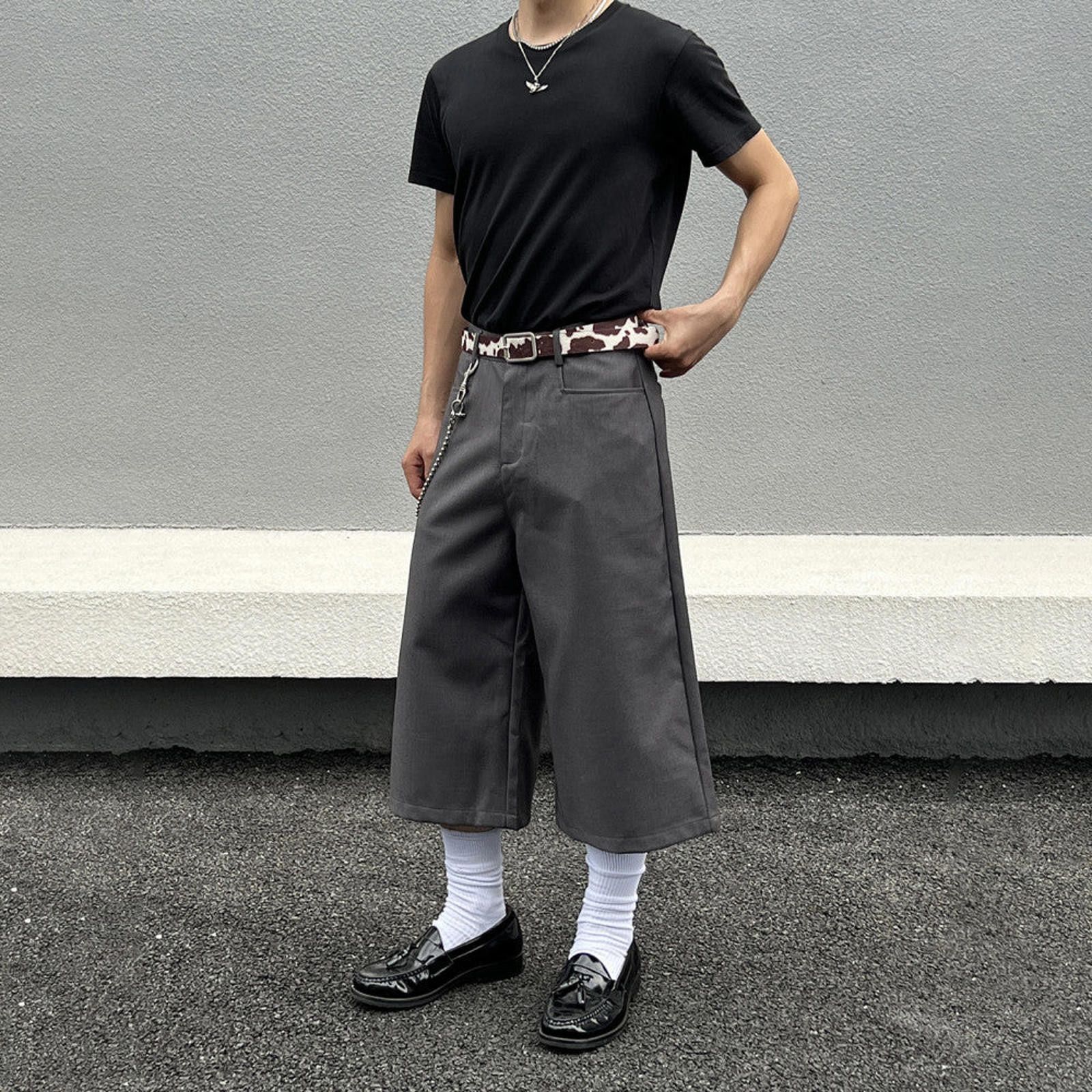 Vintage Gray Wide-Leg Long Shorts Size US 28 / EU 44 - 3 Thumbnail
