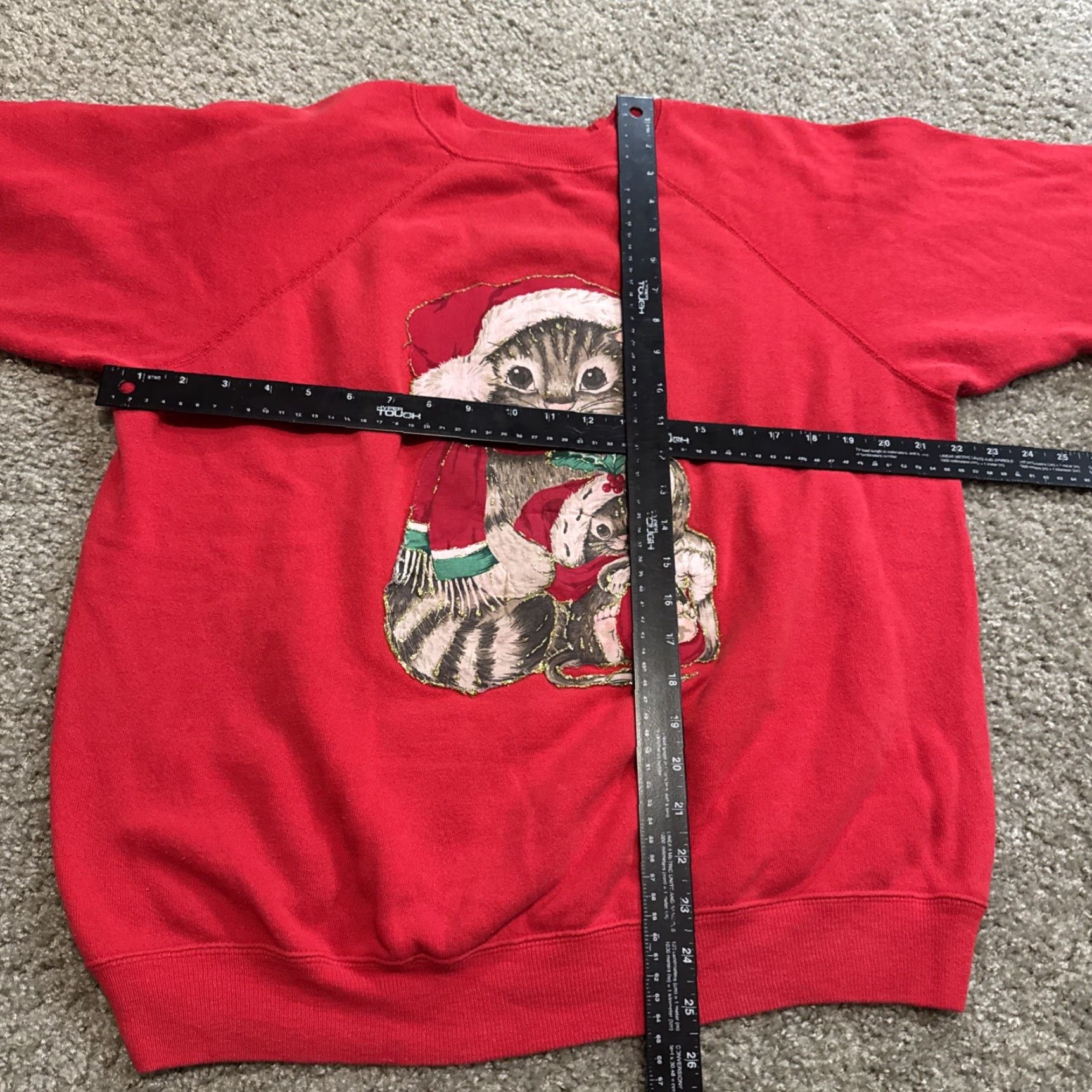 Vintage VINTAGE 90s Christmas Cute Kitty Cat Glitter Holiday Red Crewneck Sweatshirt XL Women Shirt Pullover Crew Neck Activewear Girls? Size XL / US 12-14 / IT 48-50 - 4 Thumbnail