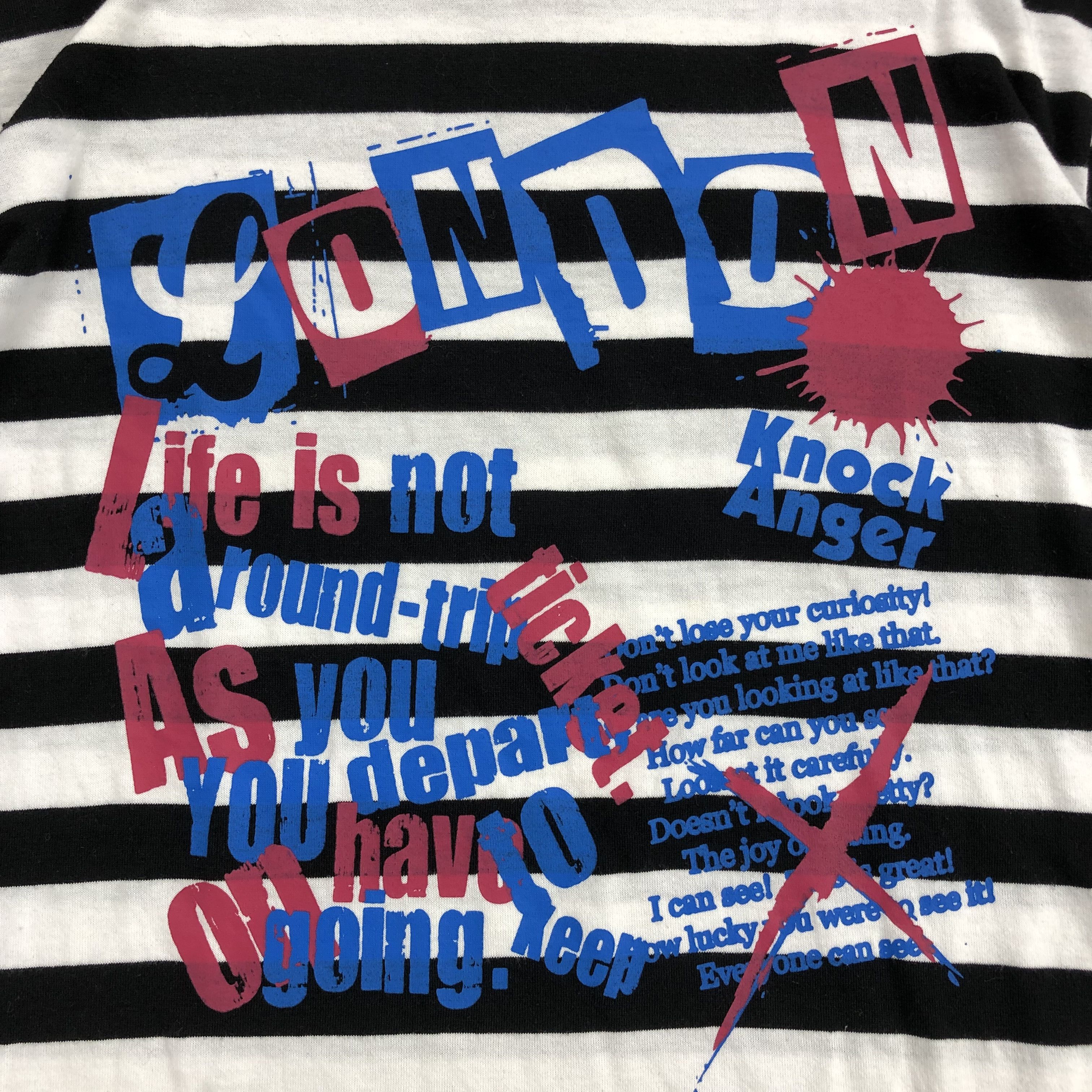 If Six Was Nine 2000s Durante Poem Cross Lgb Punk Goa Striped LongSleeve Size US M / EU 48-50 / 2 - 4 Thumbnail