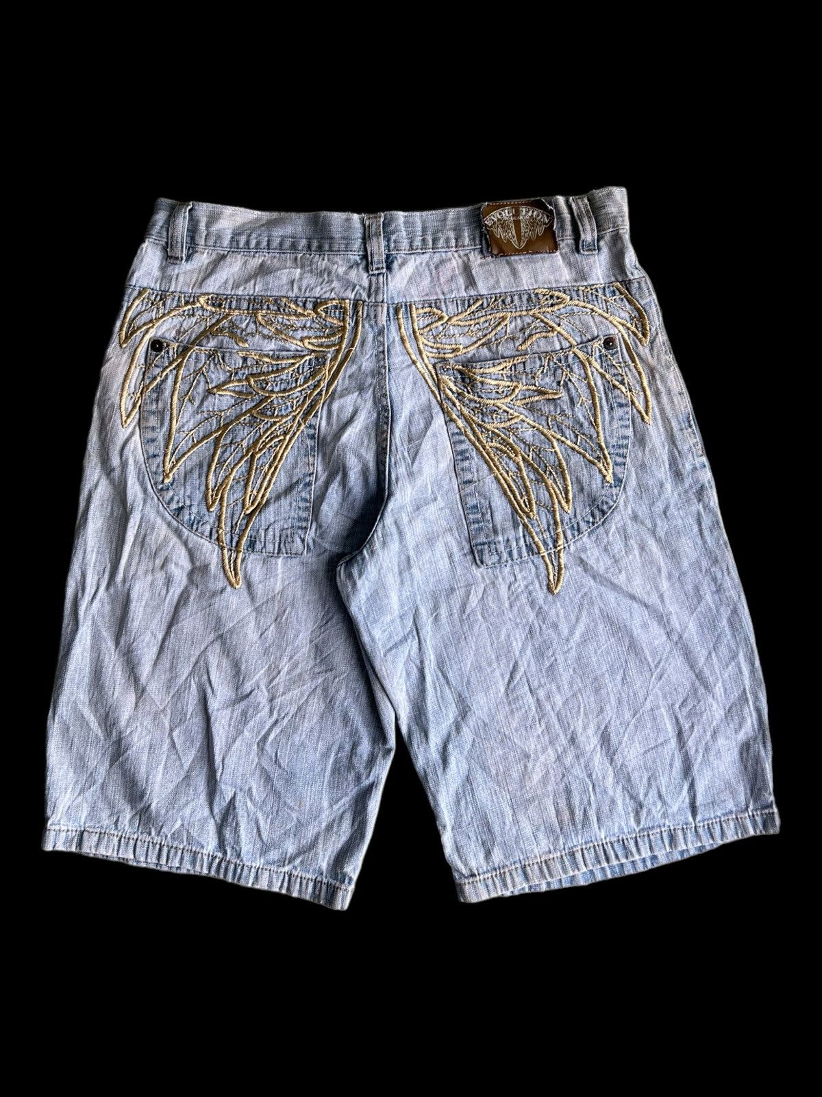 Ed Hardy Y2K Evolution Angel Wings Embroidery Big Pocket Jorts Jeans Size US 37 - 1 Thumbnail