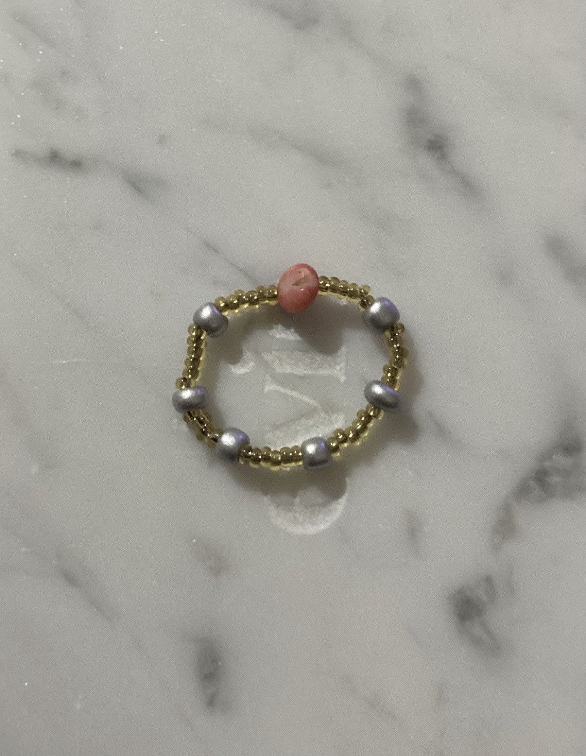 Other Pink coral featured beaded ring Size ONE SIZE - 1 Thumbnail
