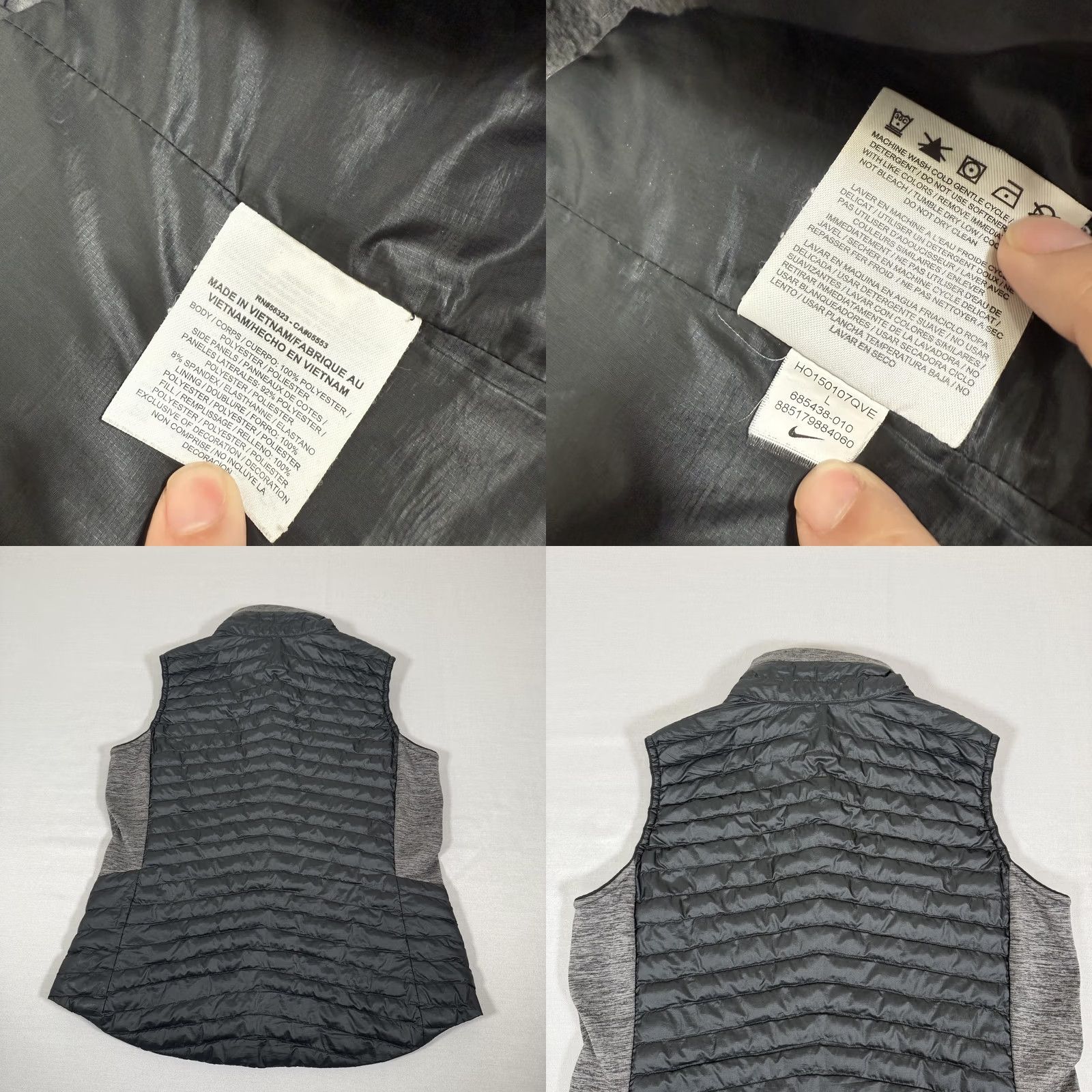 Nike Nike Aeroloft Vest Women Large Black Lightweight Insulated Running Puffer Zip Up Sleeveless Full Zip Pockets Jacket Activewear Size L / US 10 / IT 46 - 8 Thumbnail