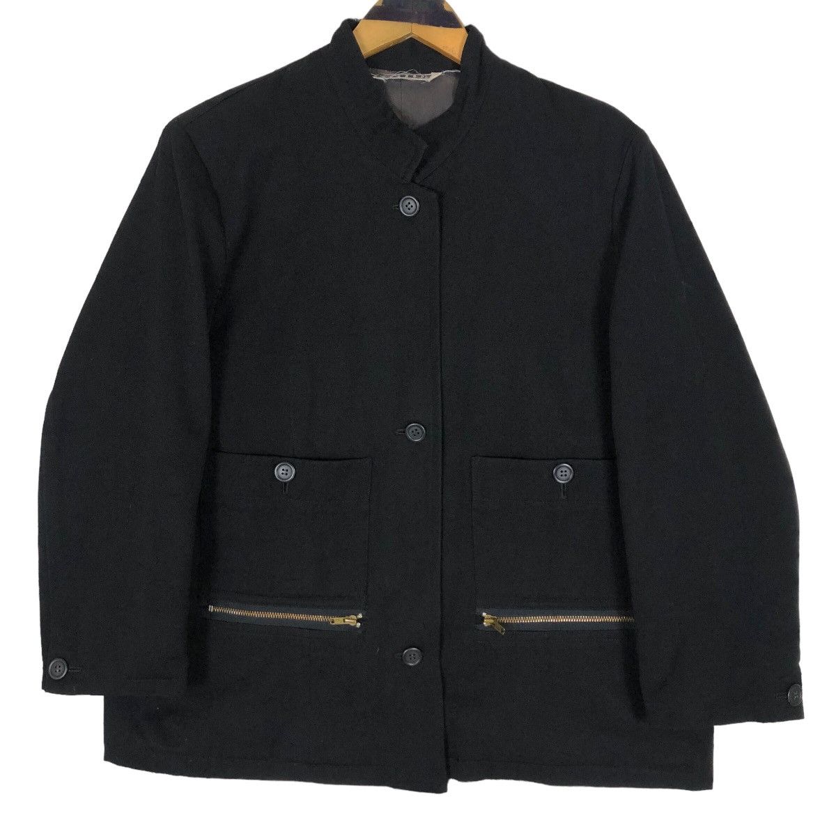 image of Vintage 80's Workshop Yohji Yamamoto Wool Light Jacket in Black, Women's (Size Medium)