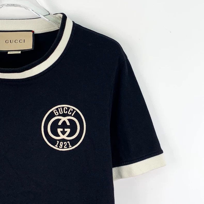 Gucci Gucci Black logo embroidered cotton round-neck short-sleev Size L / US 10 / IT 46 - 3 Thumbnail