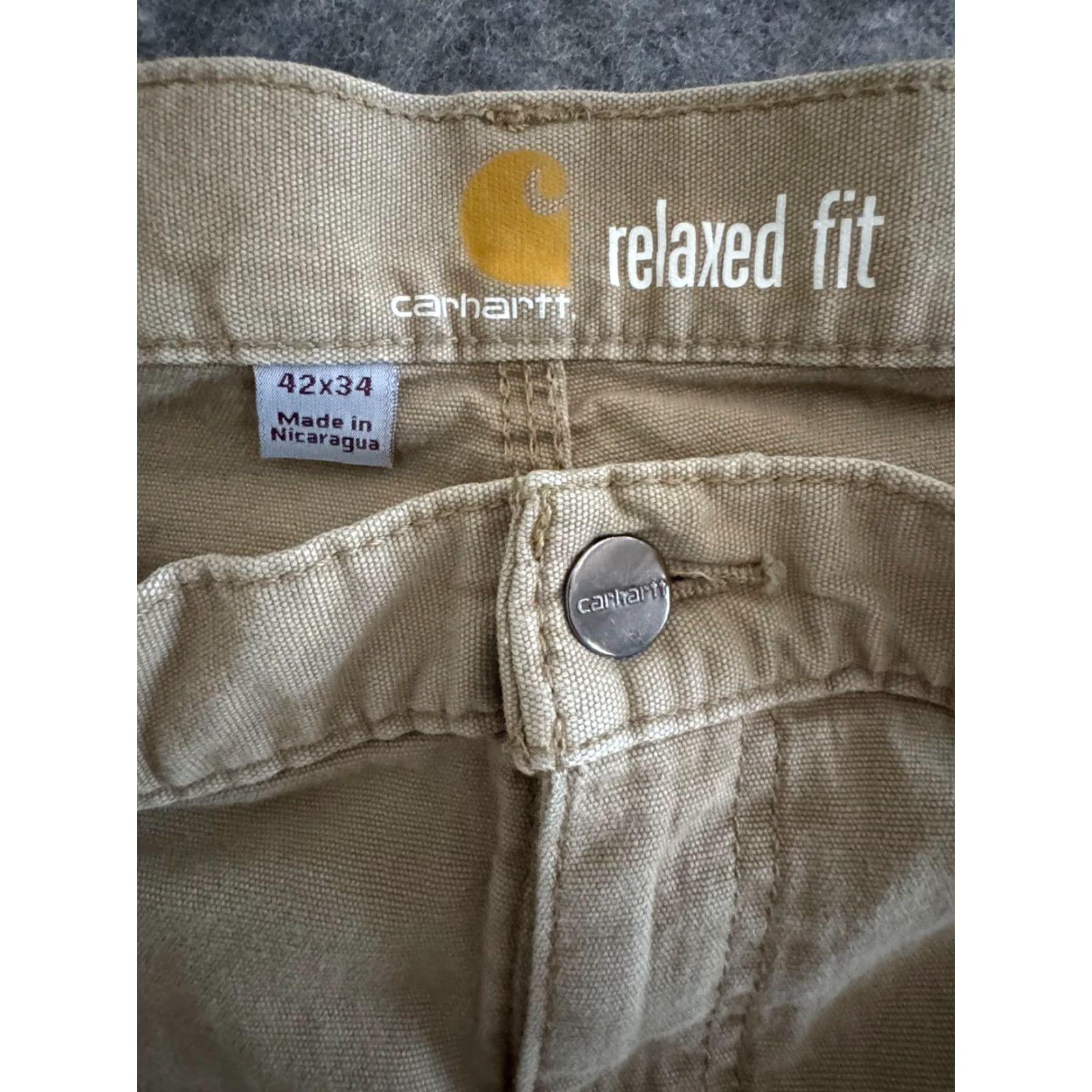 Carhartt CARHARTT Carpenter Pants Mens 42x34 Relaxed Fit Workwear Pants Brown Cotton Twill Zip Flat Front Straight Leg Pockets Workwear Mens 42x34 Size US 42 / EU 58 - 3 Thumbnail