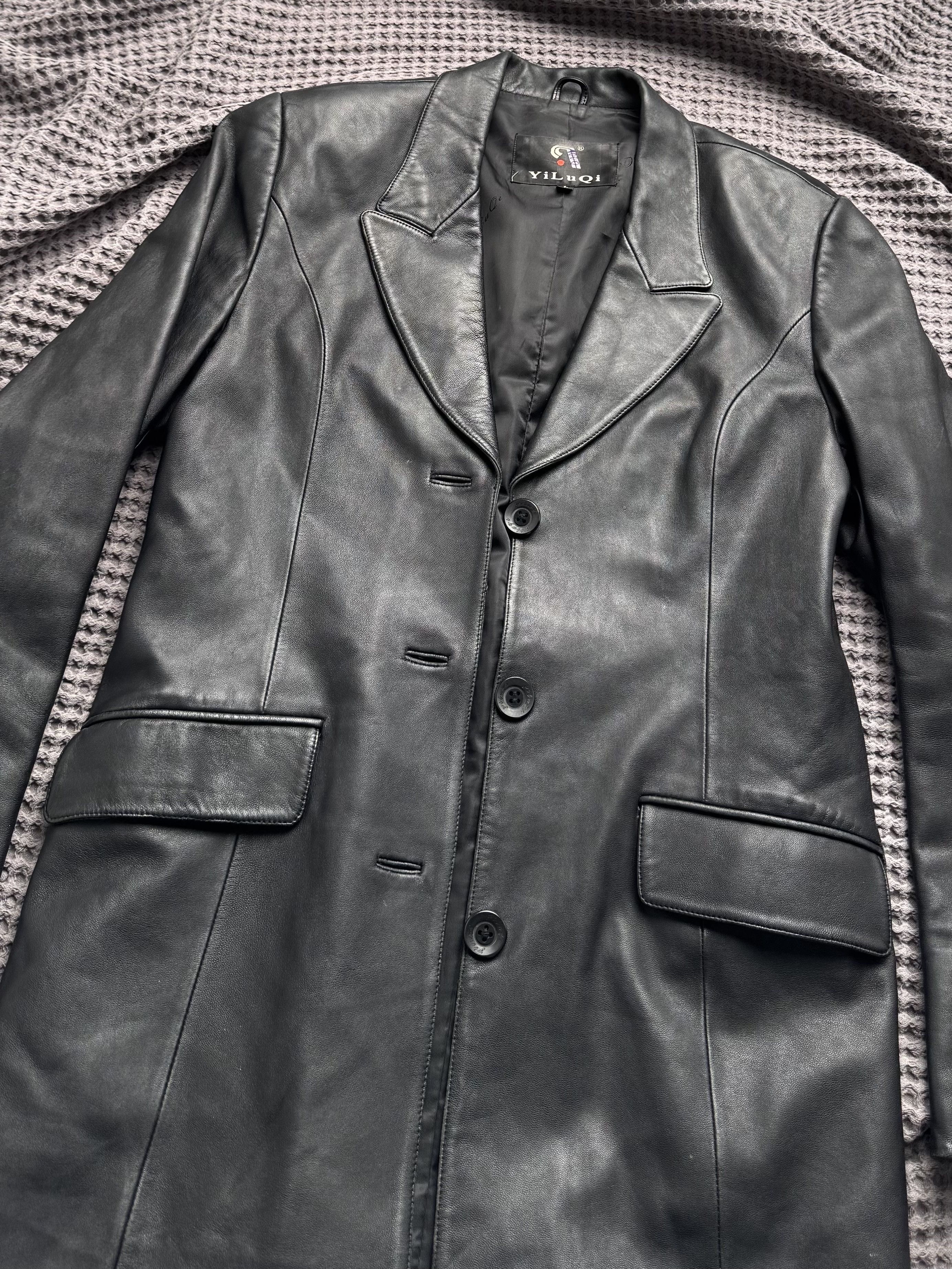 Vintage Vintage Leather Blazer Coat Tailored Button Front Jacket Size L / US 10 / IT 46 - 5 Thumbnail