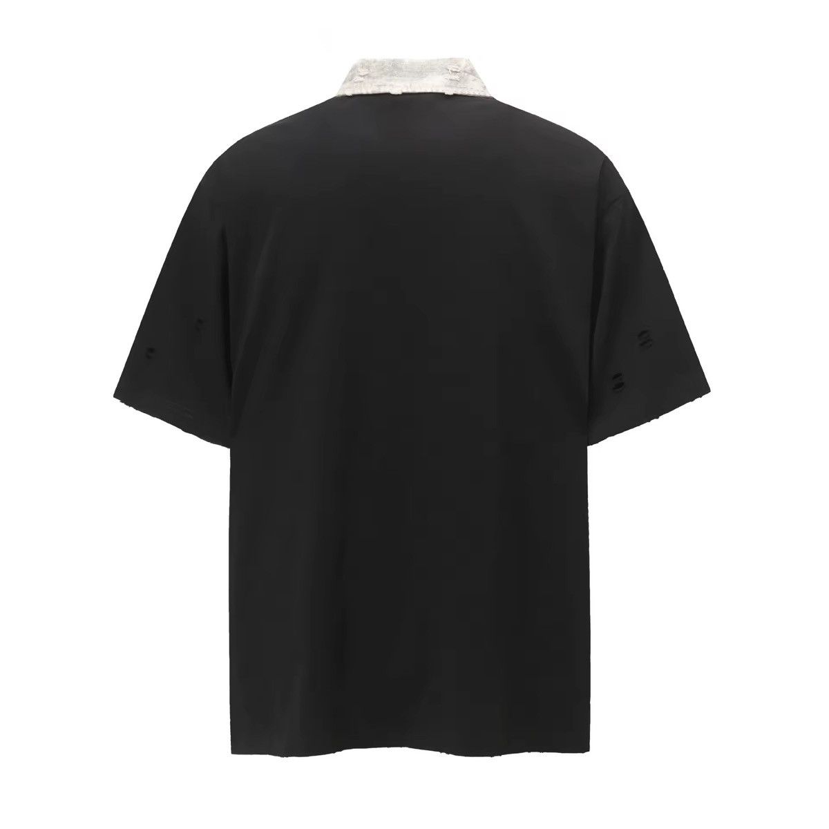 Vintage Streetwear Washed Retro Style Holes Black Polo T Shirt Size US XL / EU 56 / 4 - 2 Thumbnail