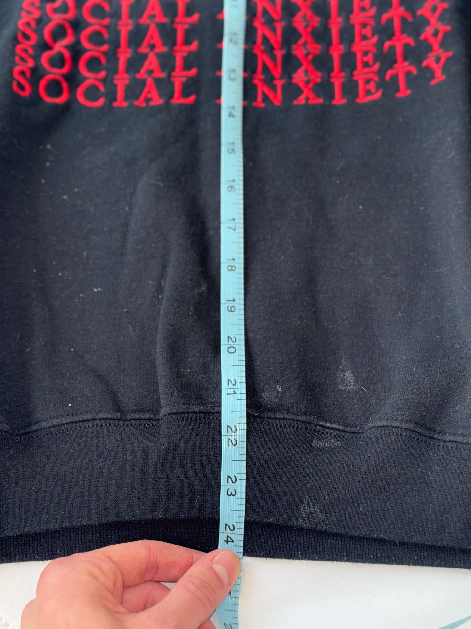 Other Social Anxiety Embroidered Red on Black Sweatshirt Size US L / EU 52-54 / 3 - 3 Thumbnail