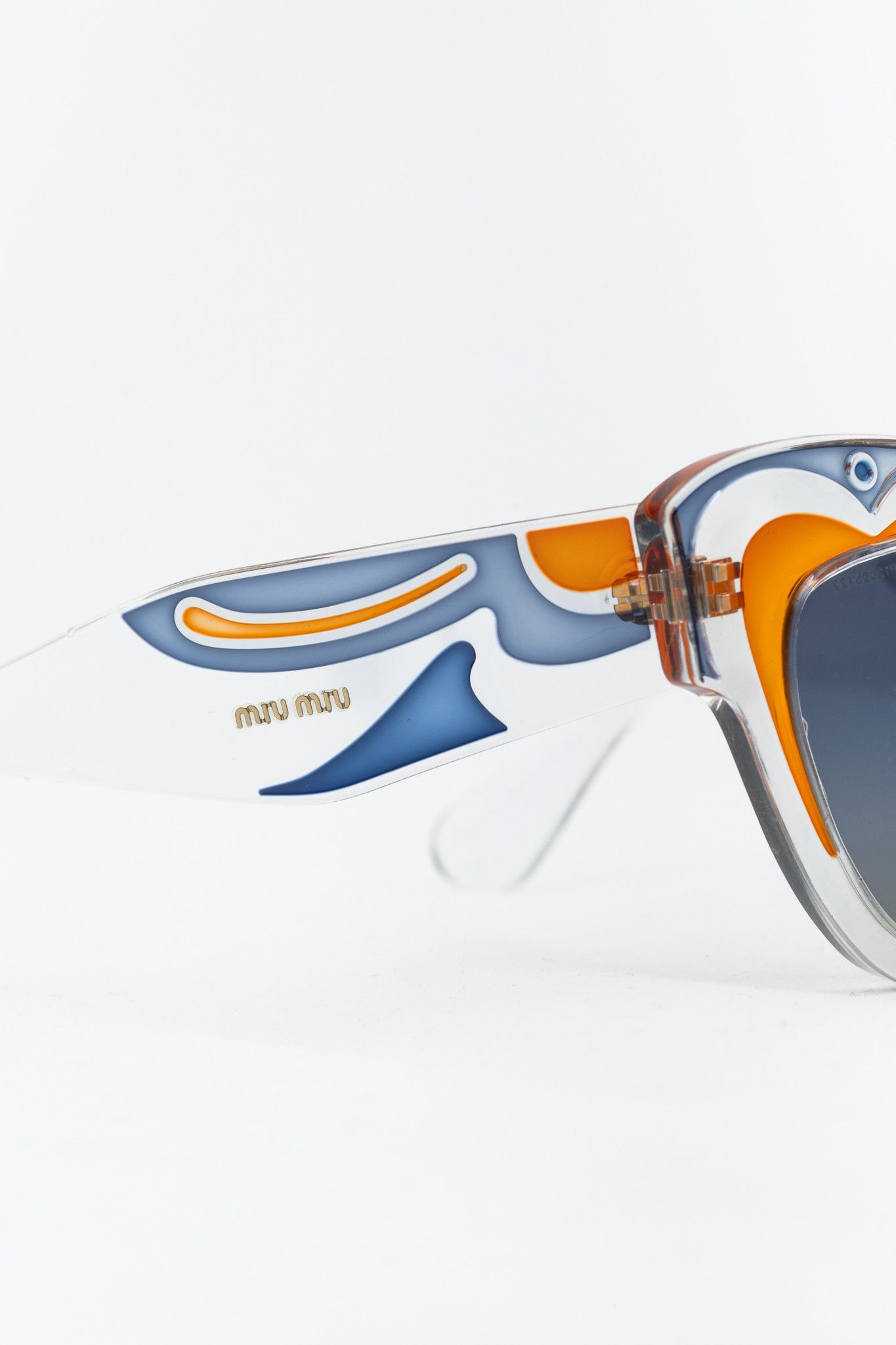 Miu Miu Miu Miu SMU 07P Clear Swirl Cat-Eye Sunglasses Size ONE SIZE - 6 Thumbnail