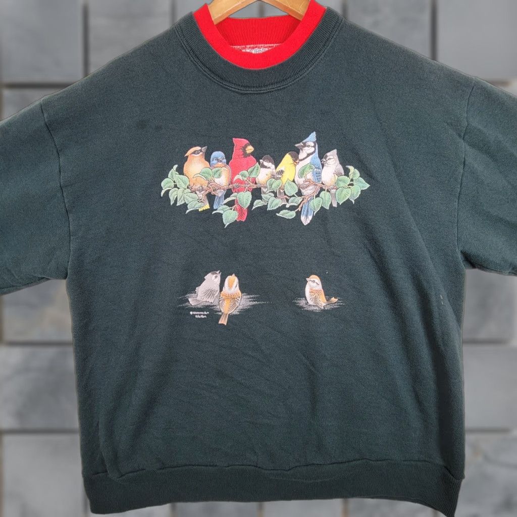 Vintage VINTAGE Morning Sun Sweatshirt Women Green Bird Long Sleeve Pullover L Size L / US 10 / IT 46 - 1 Thumbnail