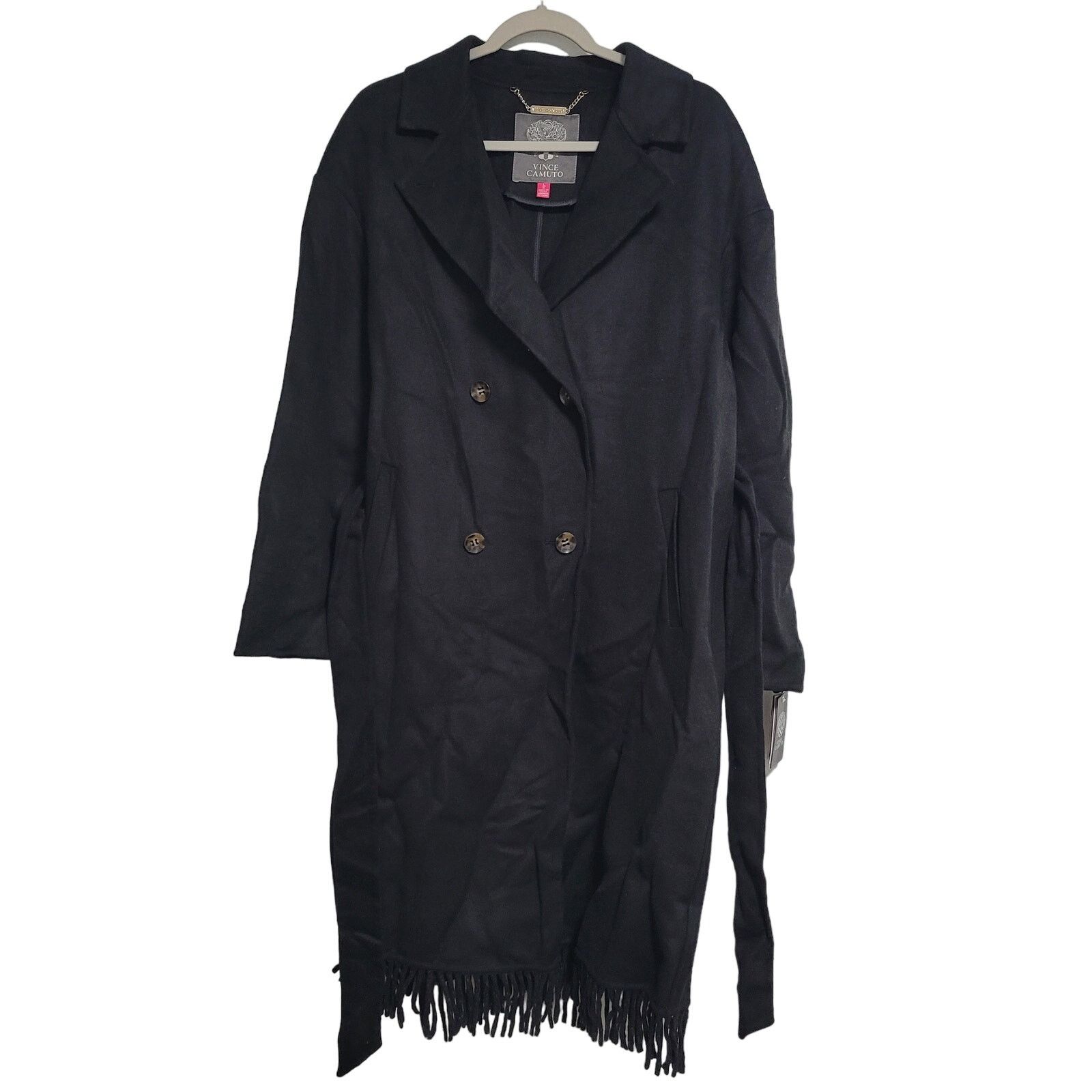 Vince Camuto NWT Vince Camuto Black Double-Breasted Trench Coat Large Size L / US 10 / IT 46 - 1 Thumbnail