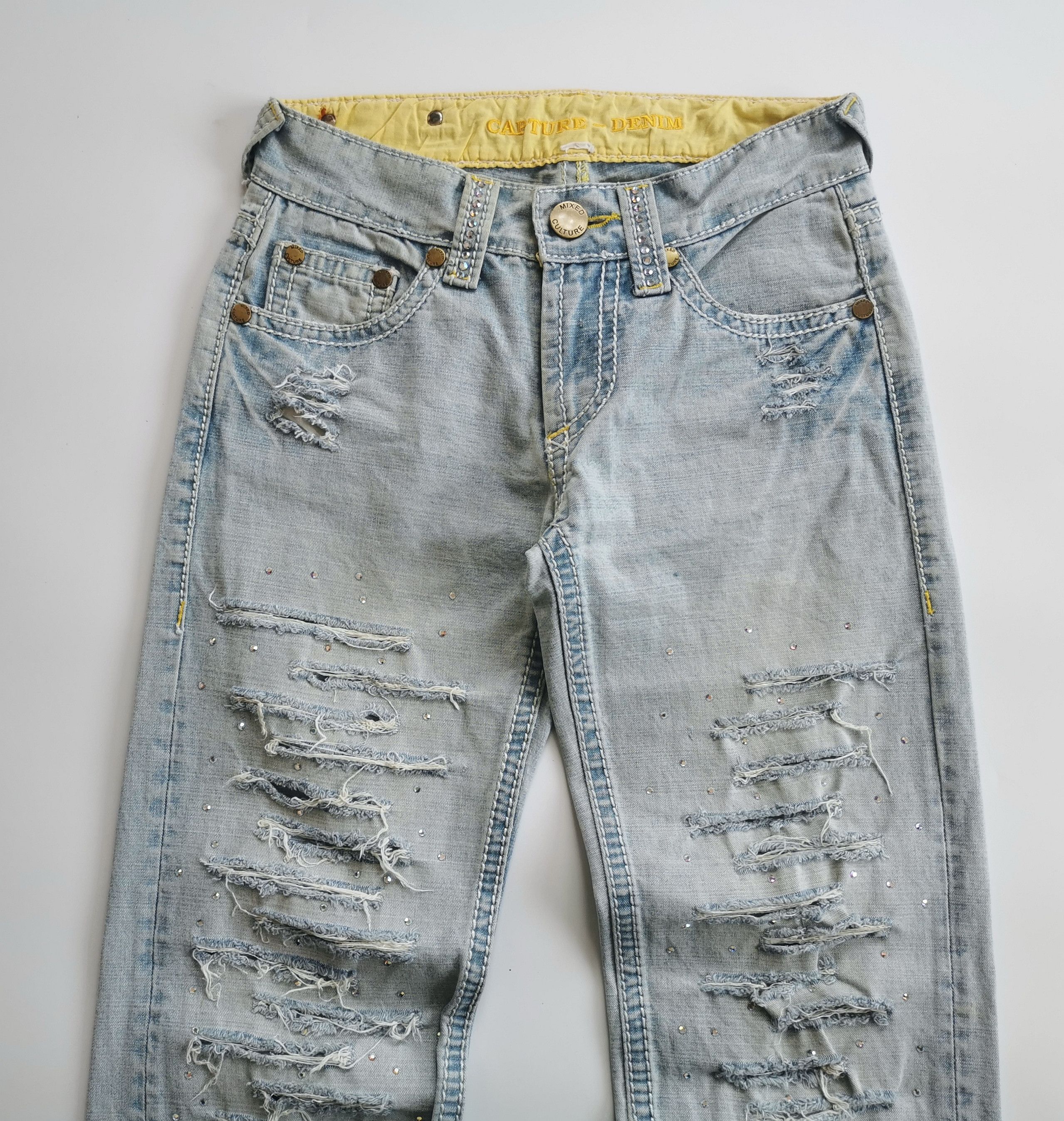 Le Grande Bleu (L.G.B.) Capture Denim Rhinestone Studded Distressed Denim Jeans Size US 28 / EU 44 - 9 Thumbnail