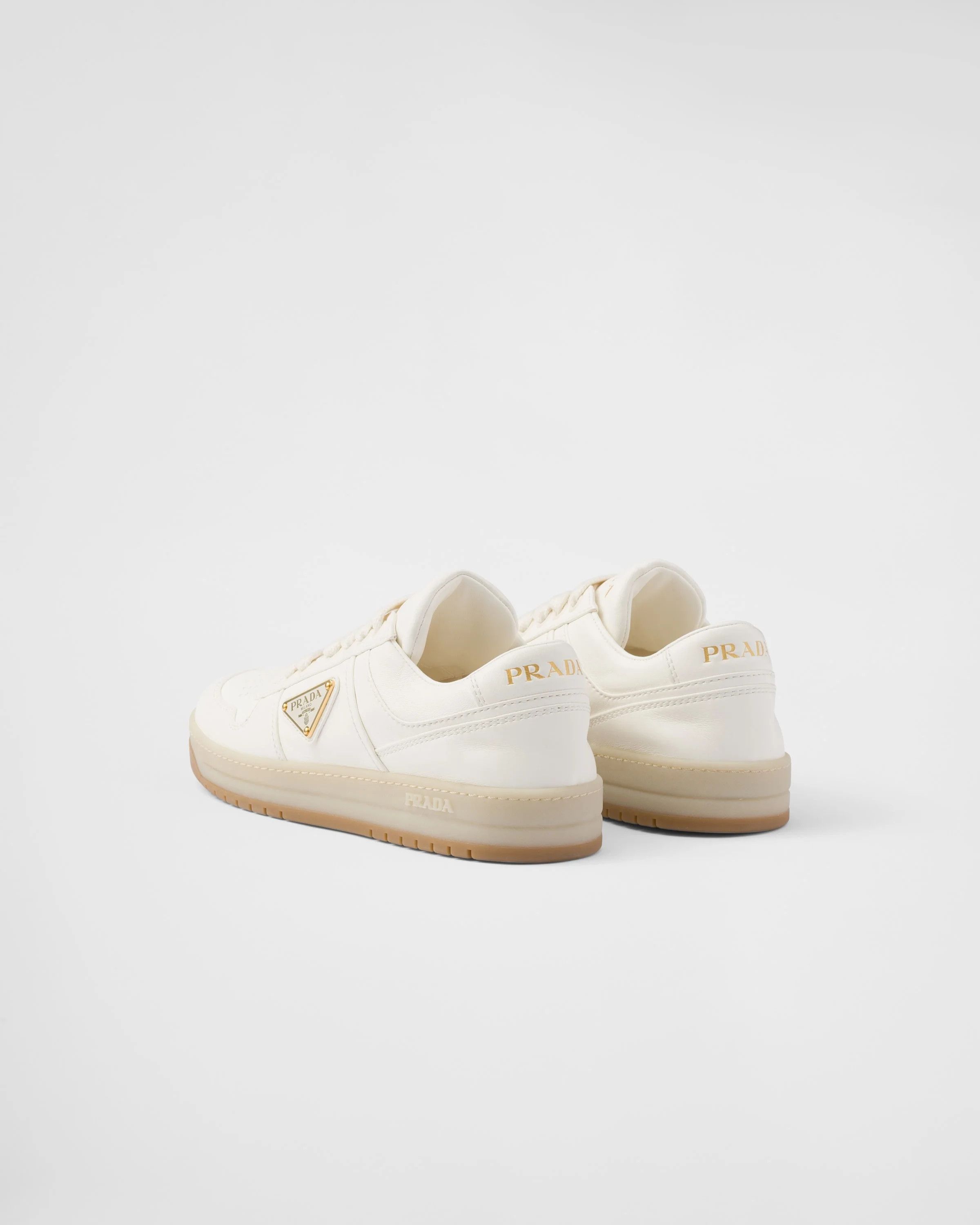 Prada o1B3y1r0526 Downtown Nappa Leather Sneakers in Ivory Size US 7 / IT 37 - 5 Thumbnail