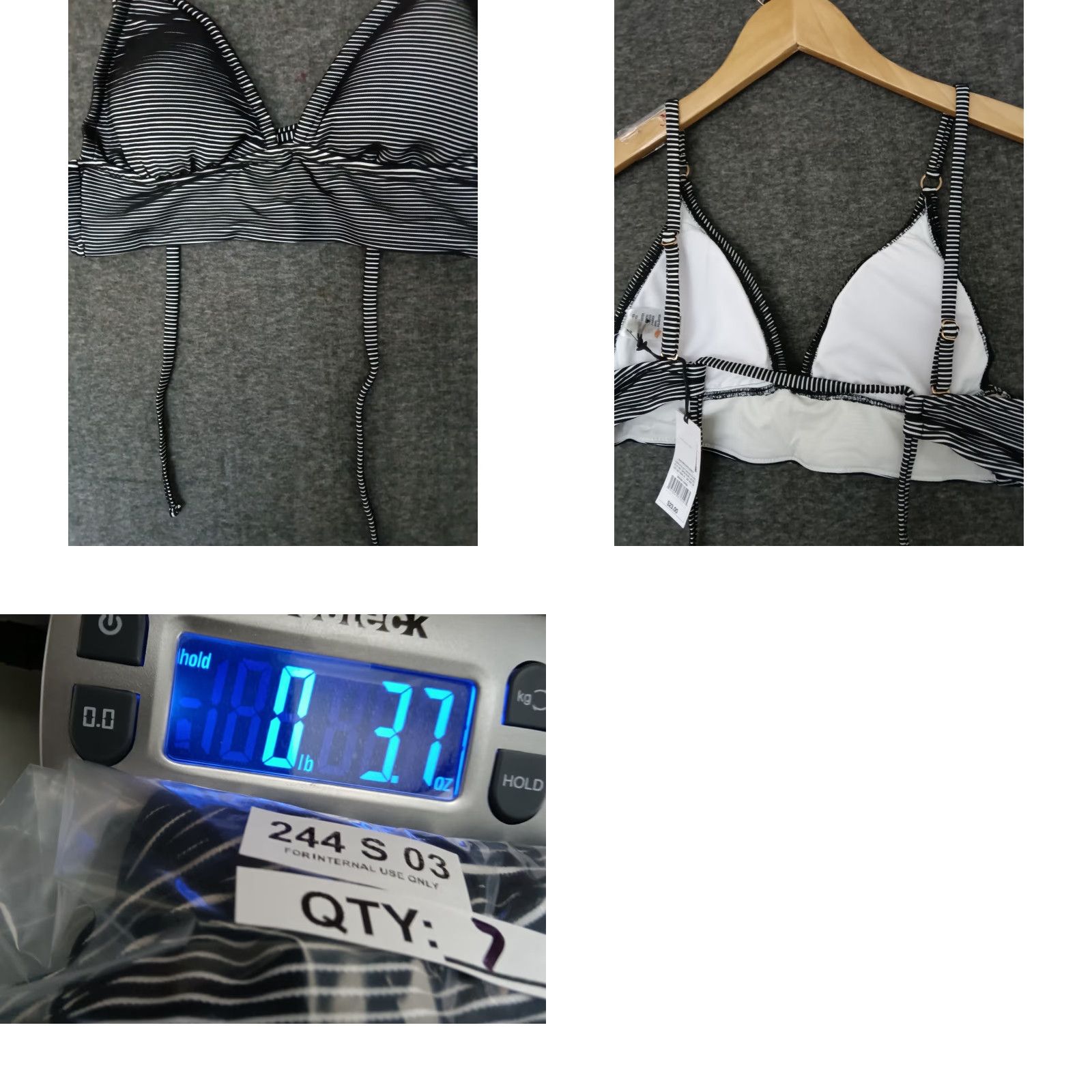 Vintage Shade & Shore Women's Striped Black/White Bikini Swimsuit Top M 8-10 Size M / US 6-8 / IT 42-44 - 8 Thumbnail