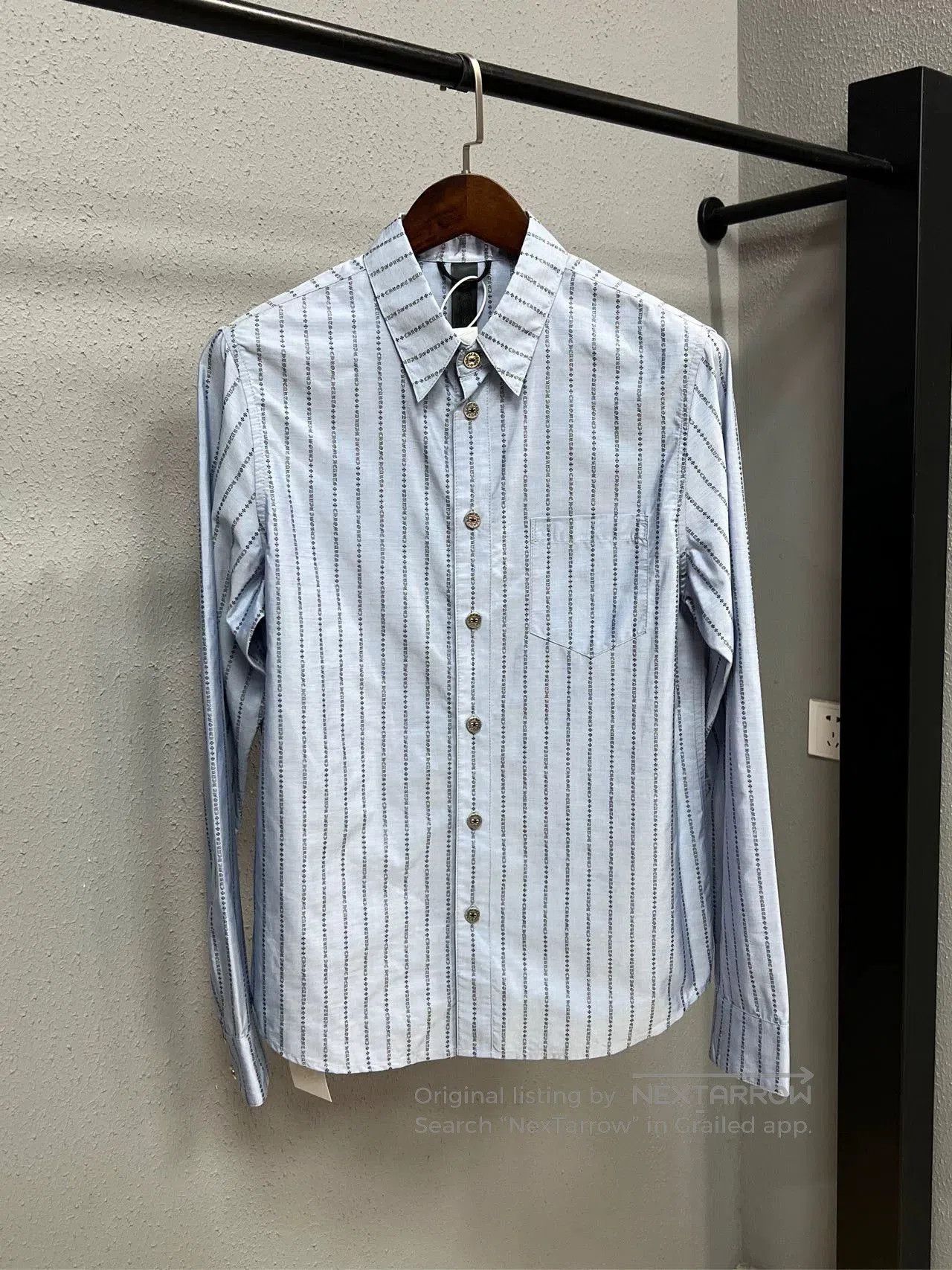 chrome hearts blue striped button.