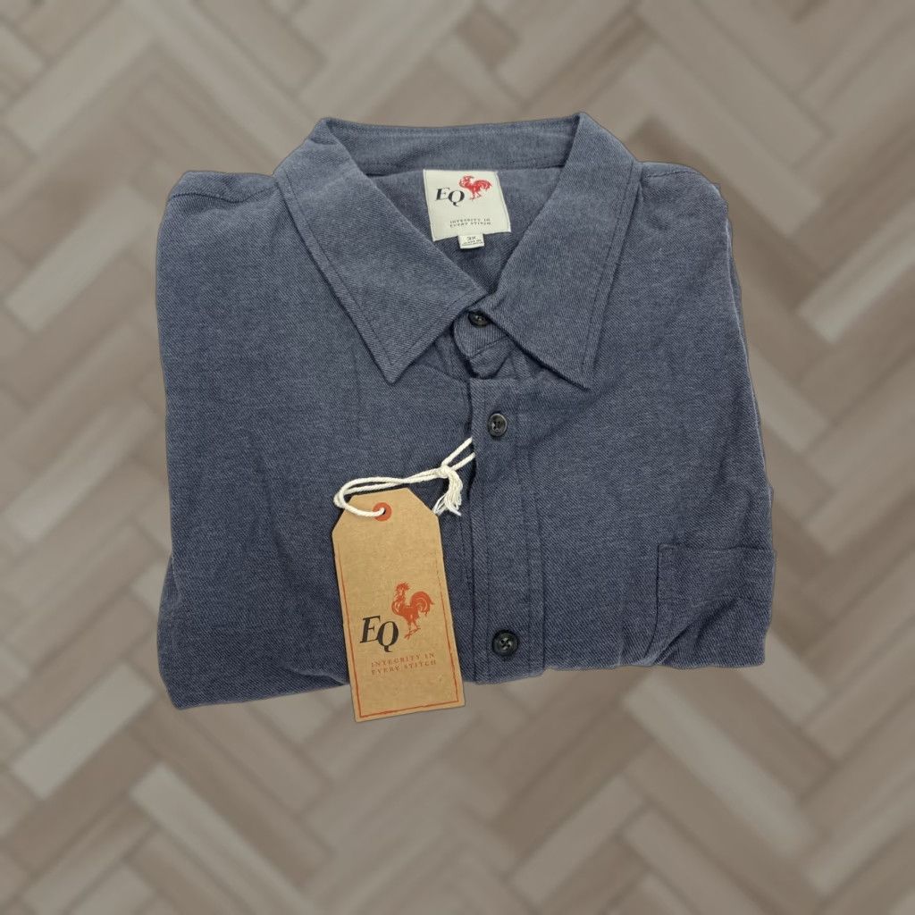 Vintage Eq Equilibrio Shirt Button Front Mens 3XL Gray Long Sleeve Solid Pocket Button-Up Collar Spread 100% Cotton NWT Regular Size US XXL / EU 58 / 5 - 1 Thumbnail