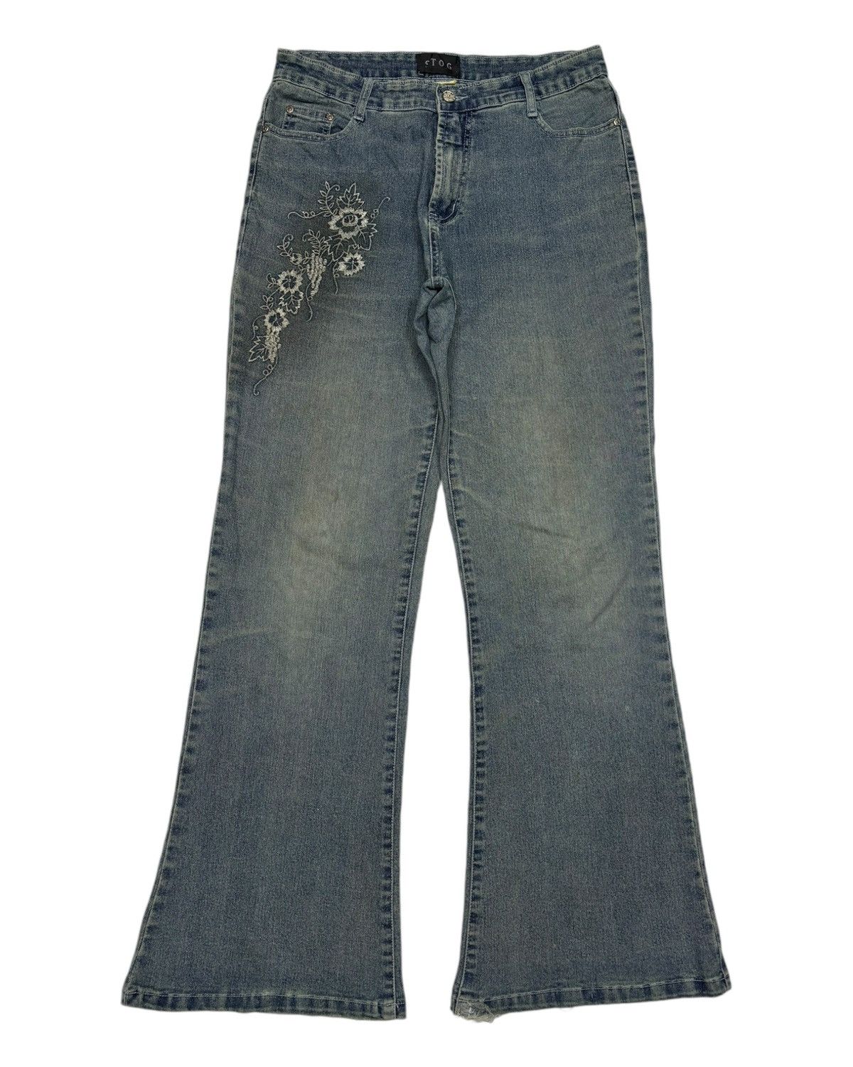 If Six Was Nine Vintage Stog Flare Jeans Flower Embroidery Denim Size US 30 / EU 46 - 7 Thumbnail