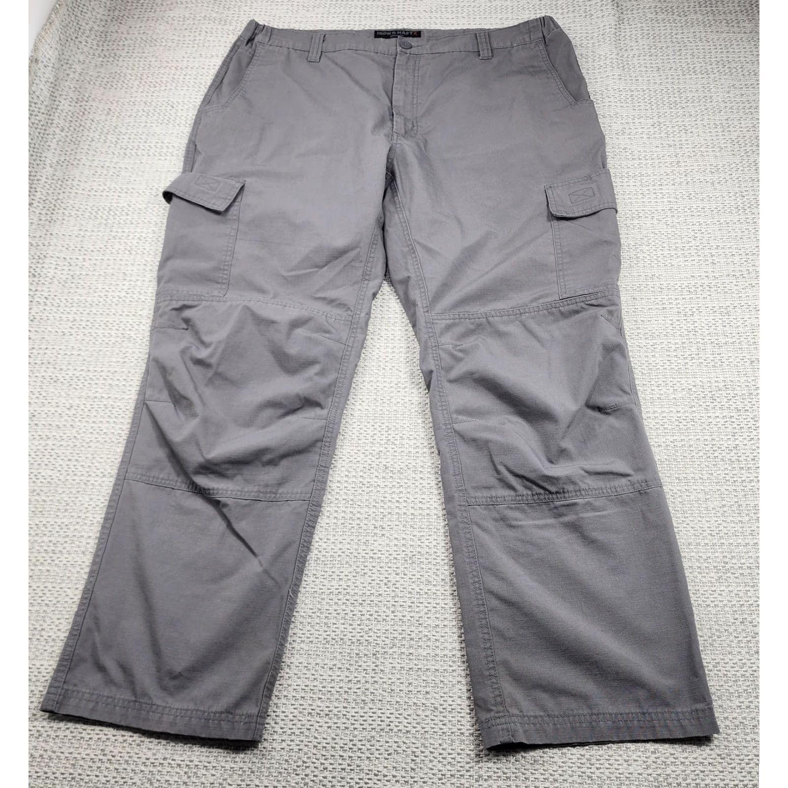 Vintage Iron & Haft Pants Mens 42x32 Cargo Workwear Utility Benchmark Pockets Gauge Gray Size US 42 / EU 58 - 2 Thumbnail