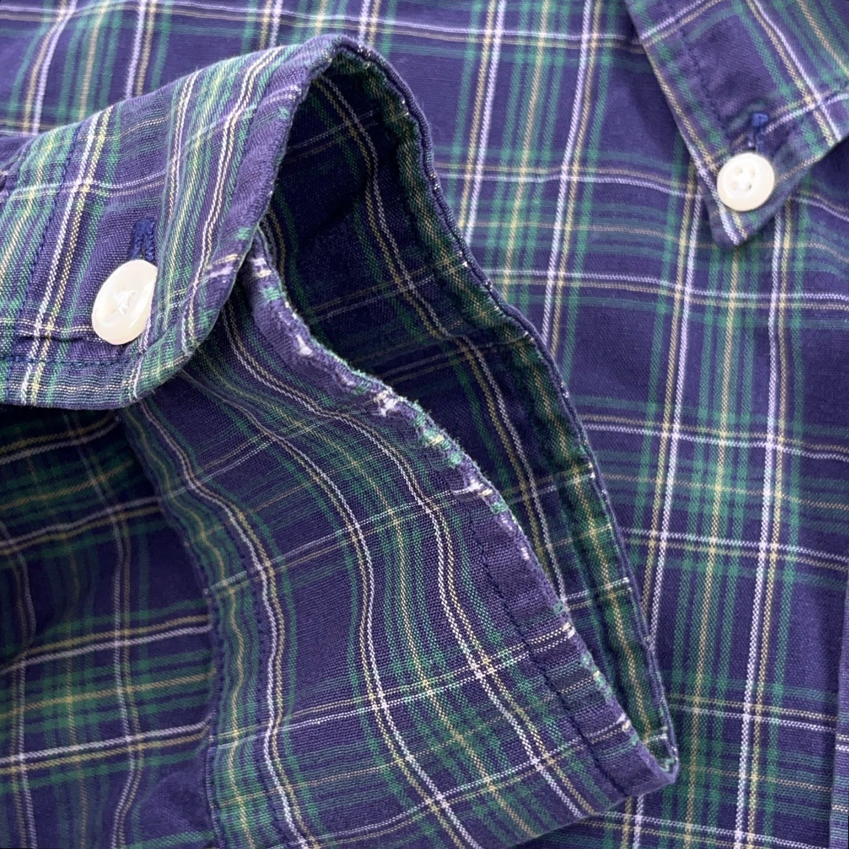 Ralph Lauren Ralph Lauren Oxford Shirt Men XL Purple Plaid Button Up Pocket OCBD Faded VTG • Button-Front • 100% Cotton • Regular Fit Womens? Size US XL / EU 56 / 4 - 6 Thumbnail
