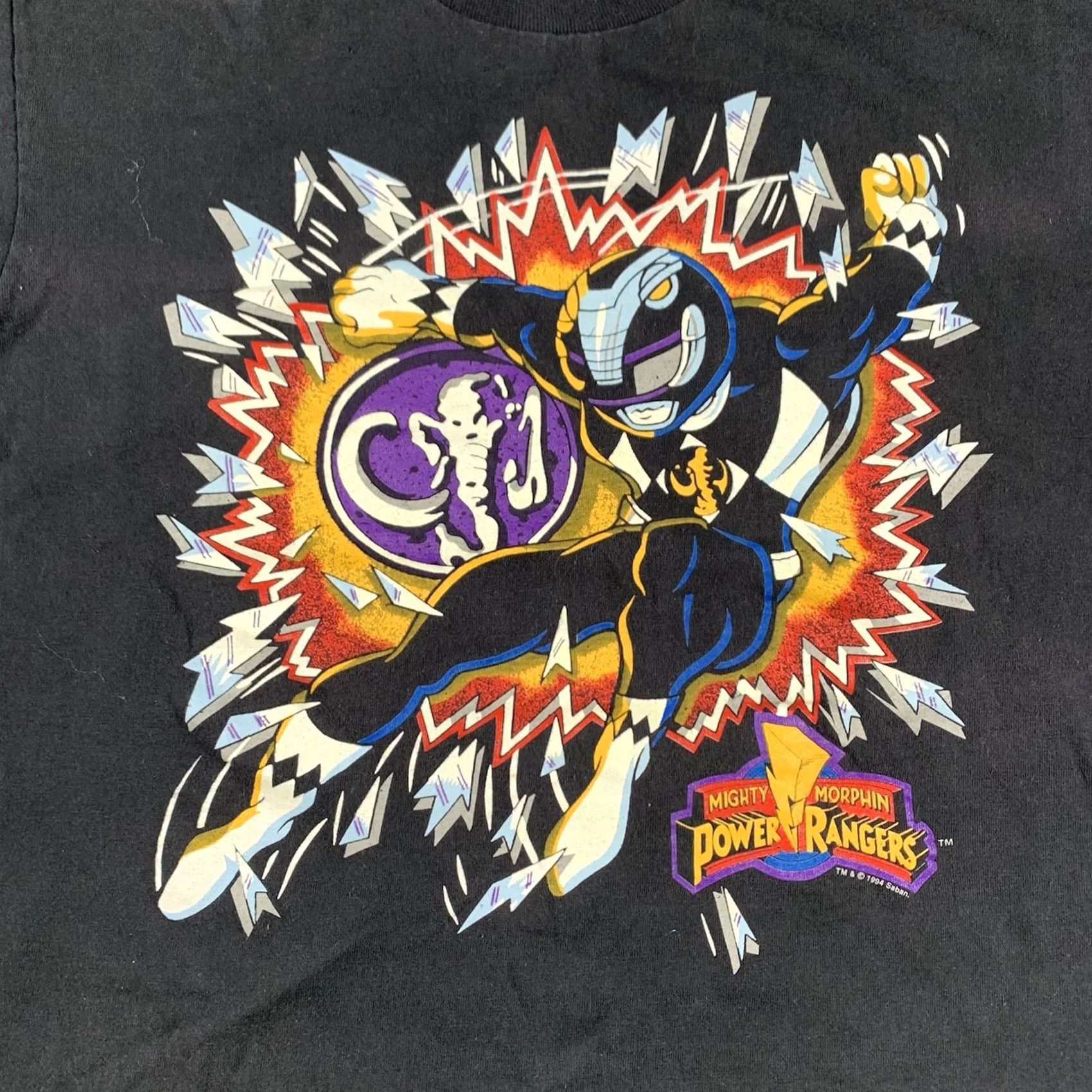 Saba VINTAGE Power Rangers T-Shirt Black 1994 Center Cut Mens M 90s USA Short Sleeve Crew Neck Size US M / EU 48-50 / 2 - 2 Thumbnail
