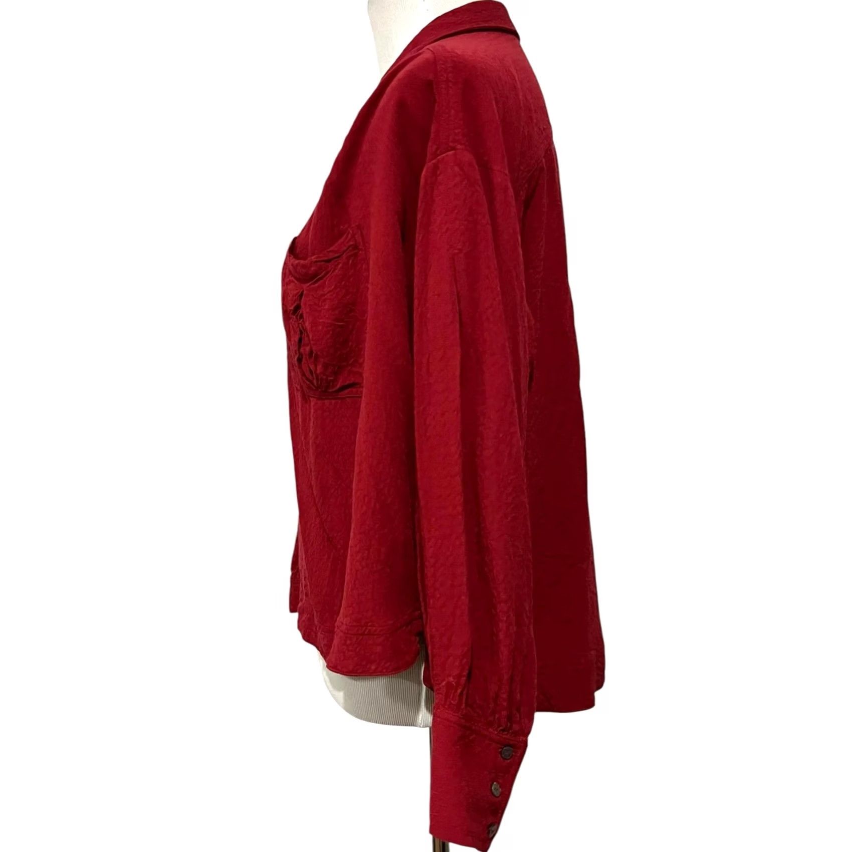 Free People Free People Red Oversized Button Front Erin’s Jacquard Long Sleeve Women’s Sz S Shirt Women S Red Oversized Button-Up 90s/2000s? Size S / US 4 / IT 40 - 5 Thumbnail