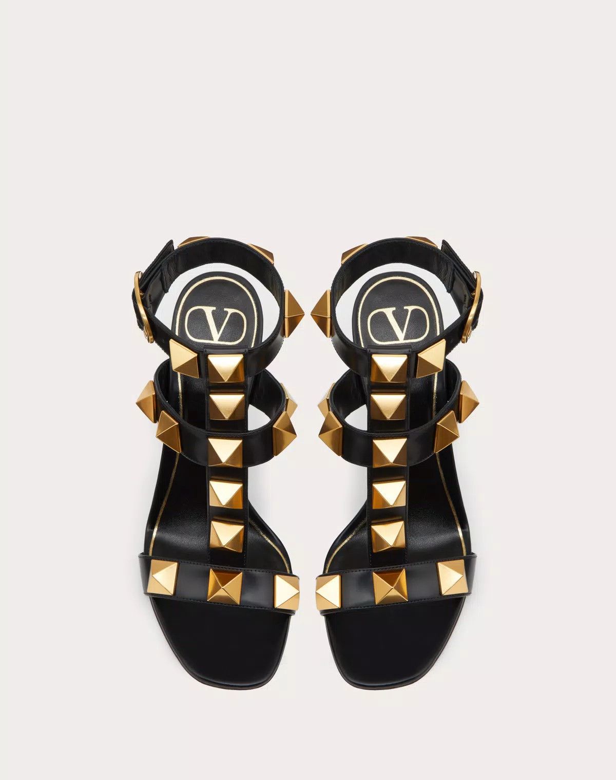 Valentino o1s1wg110625 Roman Stud Calfskin Sandal 100 Mm in Black Size US 10.5 / IT 40.5 - 4 Thumbnail