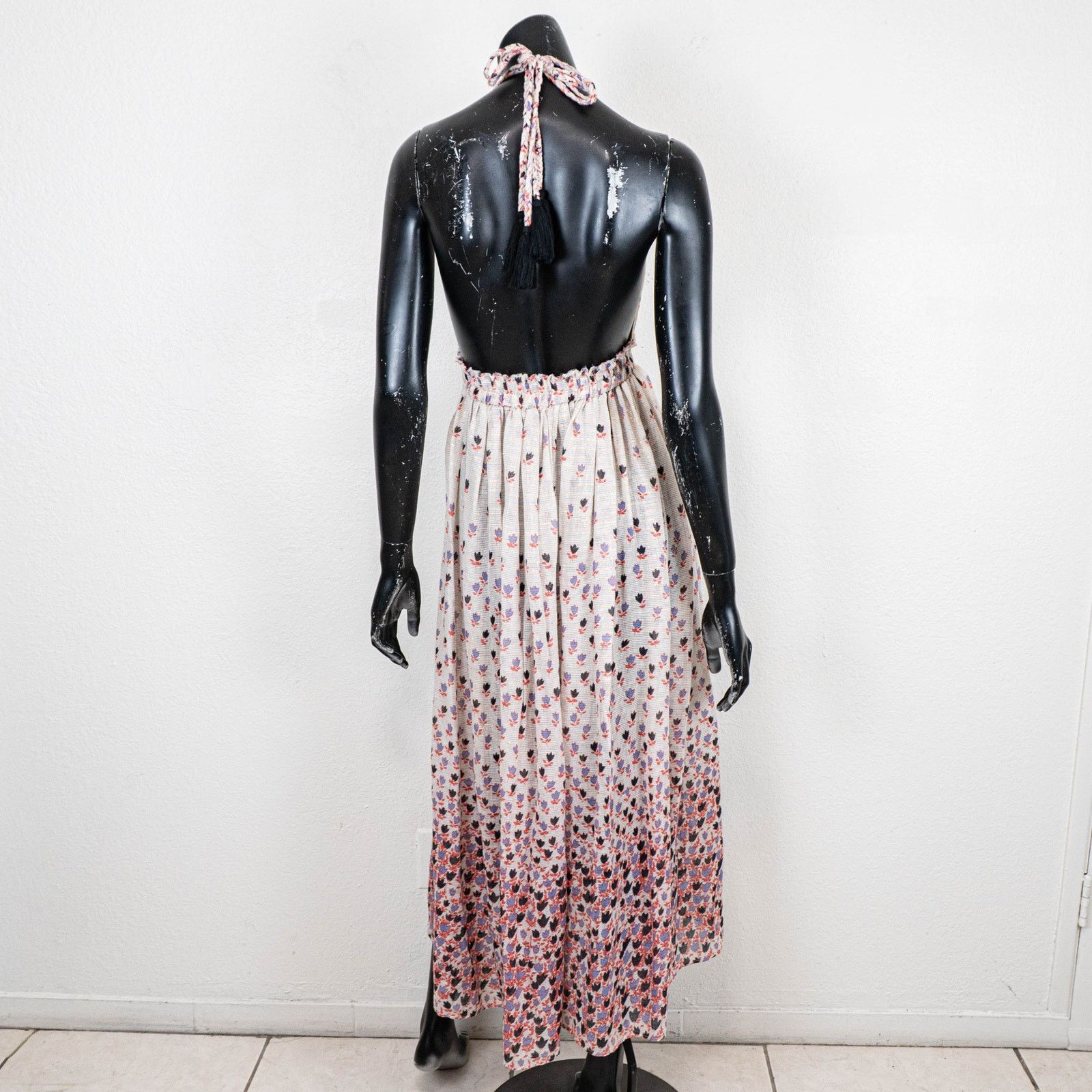 LoveShackFancy Love Shack Fancy Floral Halter Maxi Dress Boho Open Back 0 Size XS / US 0-2 / IT 36-38 - 4 Thumbnail