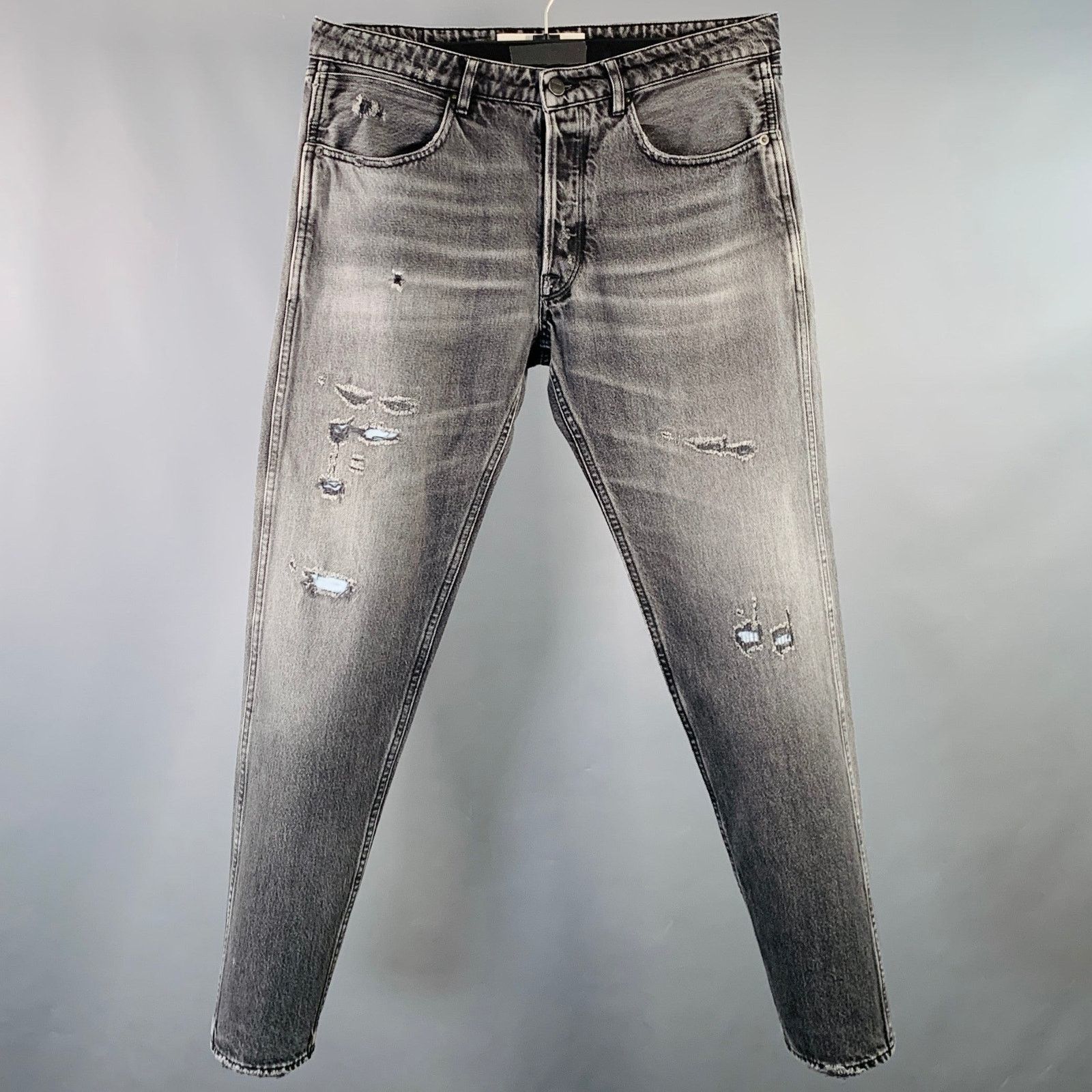Golden Goose GOLDEN GOOSE Size M Grey Cotton Tapered Distressed Jeans Size 32" / US 10 / IT 46 - 1 Thumbnail