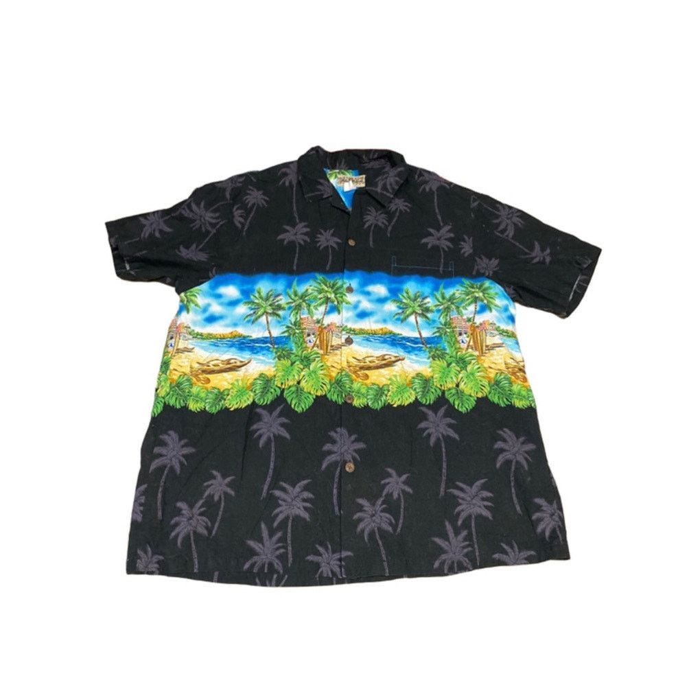 Other Vintage Hawaiian Aloha Shirt Palm Tree Beach Blue Hawaii XL Size US XL / EU 56 / 4 - 2 Thumbnail