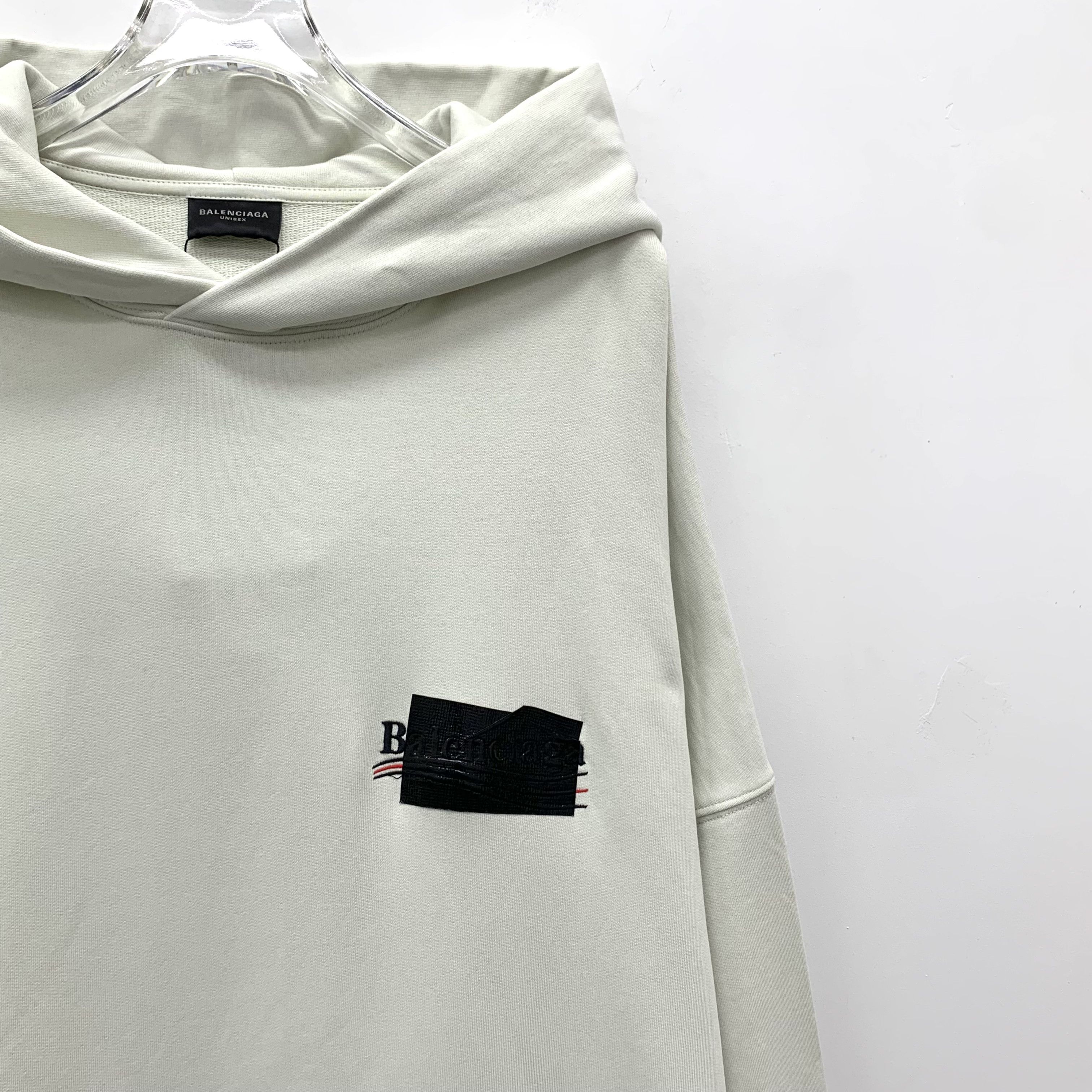 Balenciaga Balenciaga Logo Embroidered Cotton Hoodie Cream (L) Size US L / EU 52-54 / 3 - 3 Thumbnail