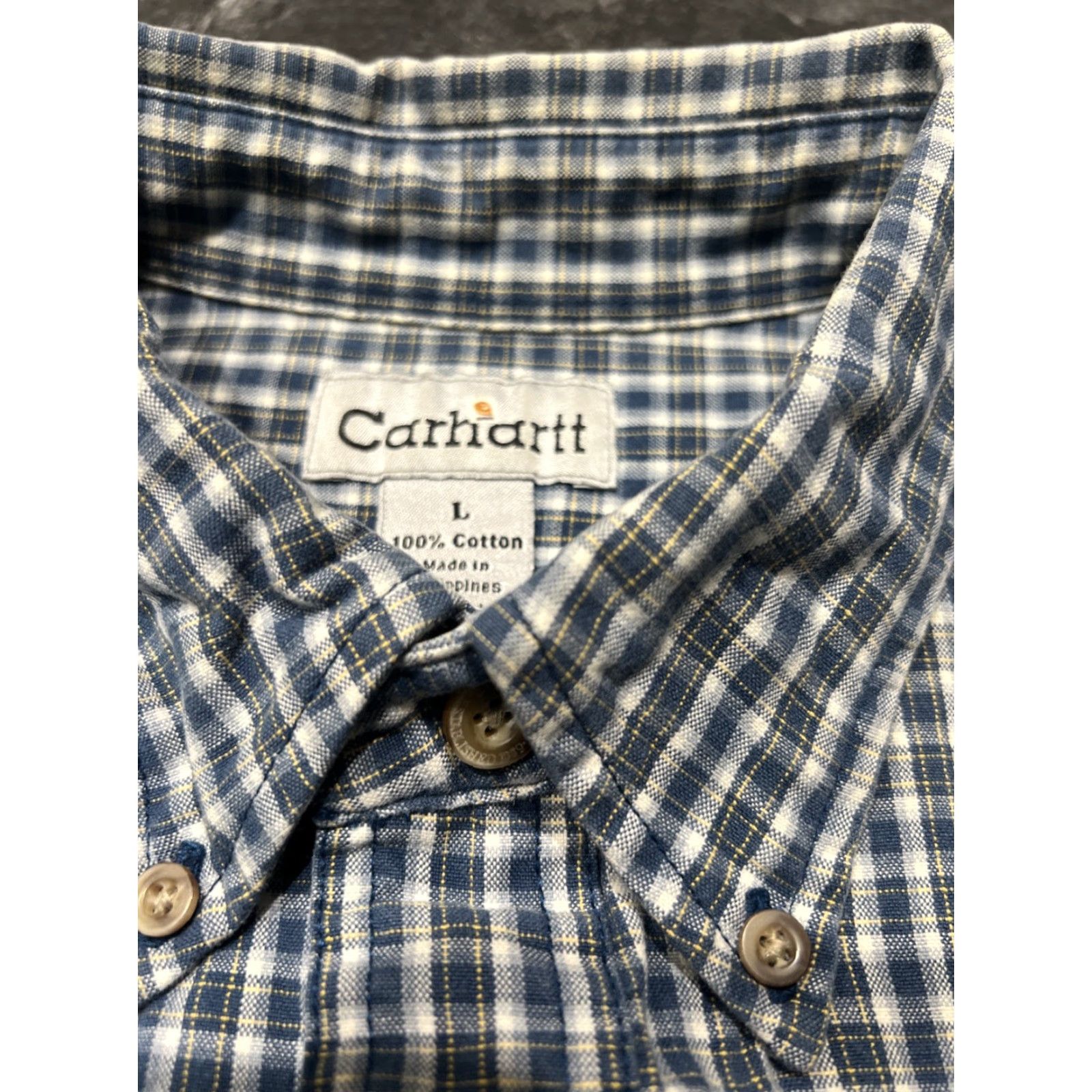Carhartt Carhartt Relaxed Fit Flannel Shirt Large Blue Plaid Short Sleeve Button Down Cotton Casual Mens Size US 33 - 7 Thumbnail