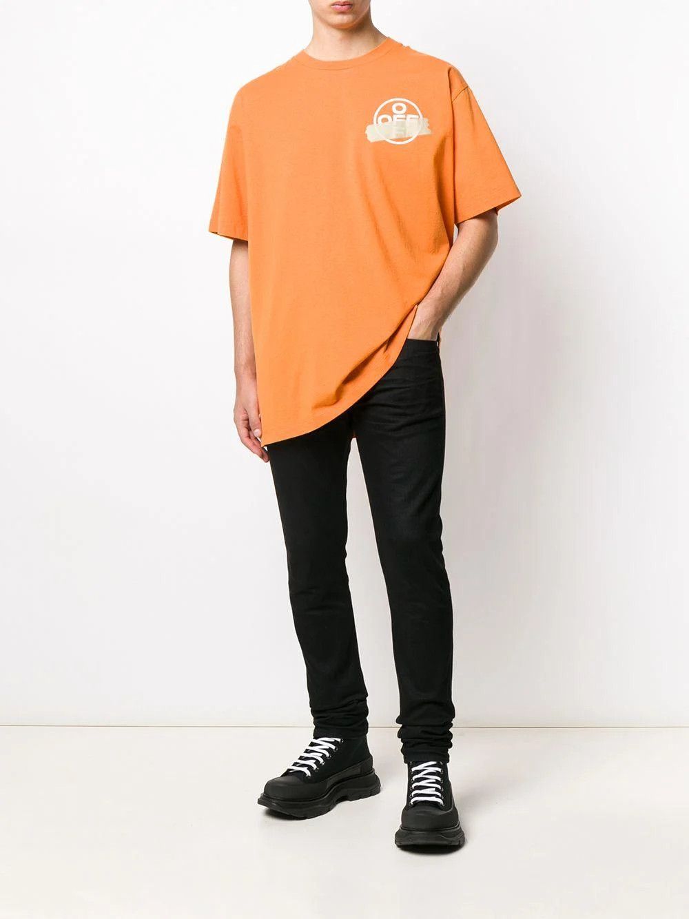 Orange Tape Arrows Logo Oversized T-Shirt