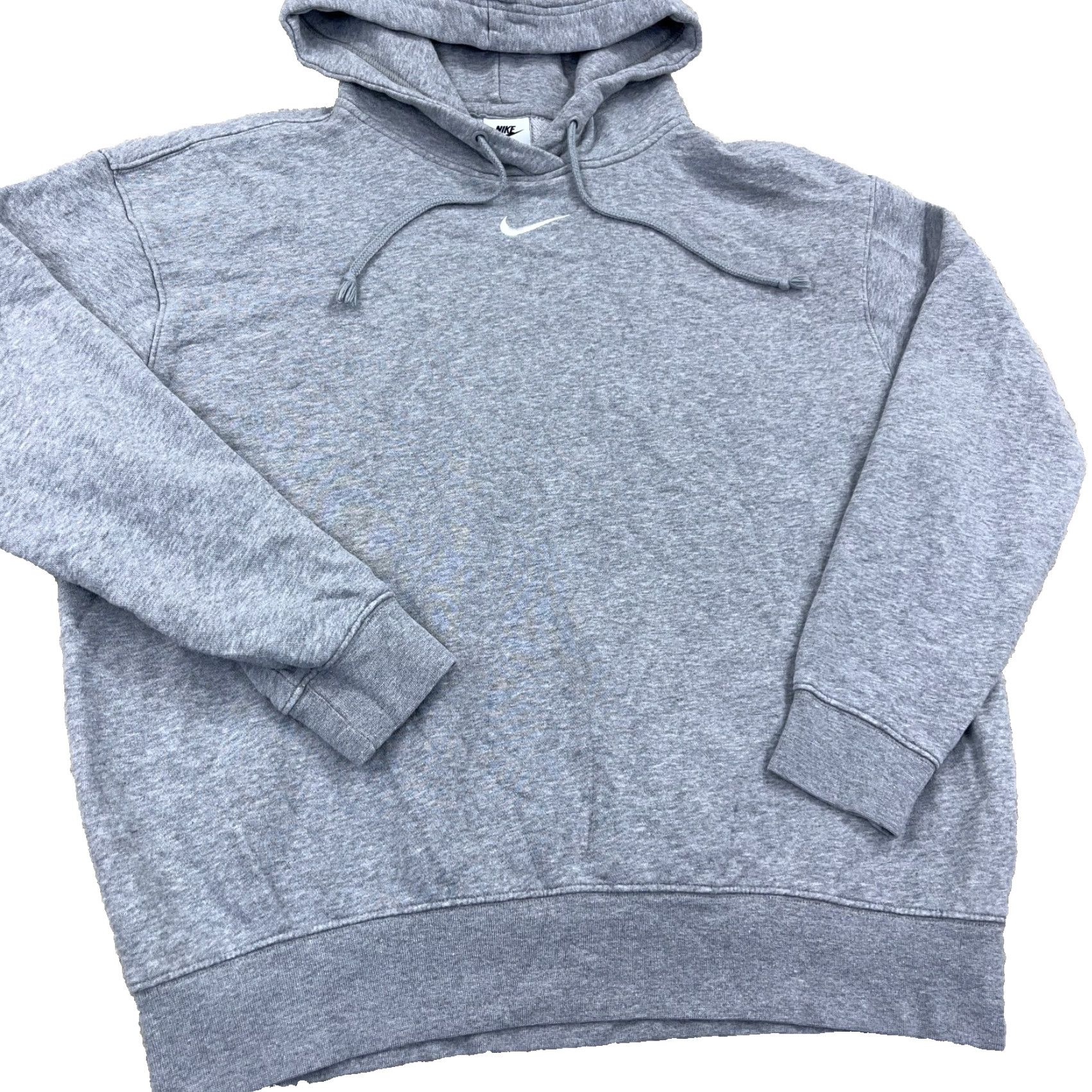 Nike Nike Hoodie Women XS Gray White Center Swoosh Baggy Retro Cotton Heather Size XS / US 0-2 / IT 36-38 - 2 Thumbnail