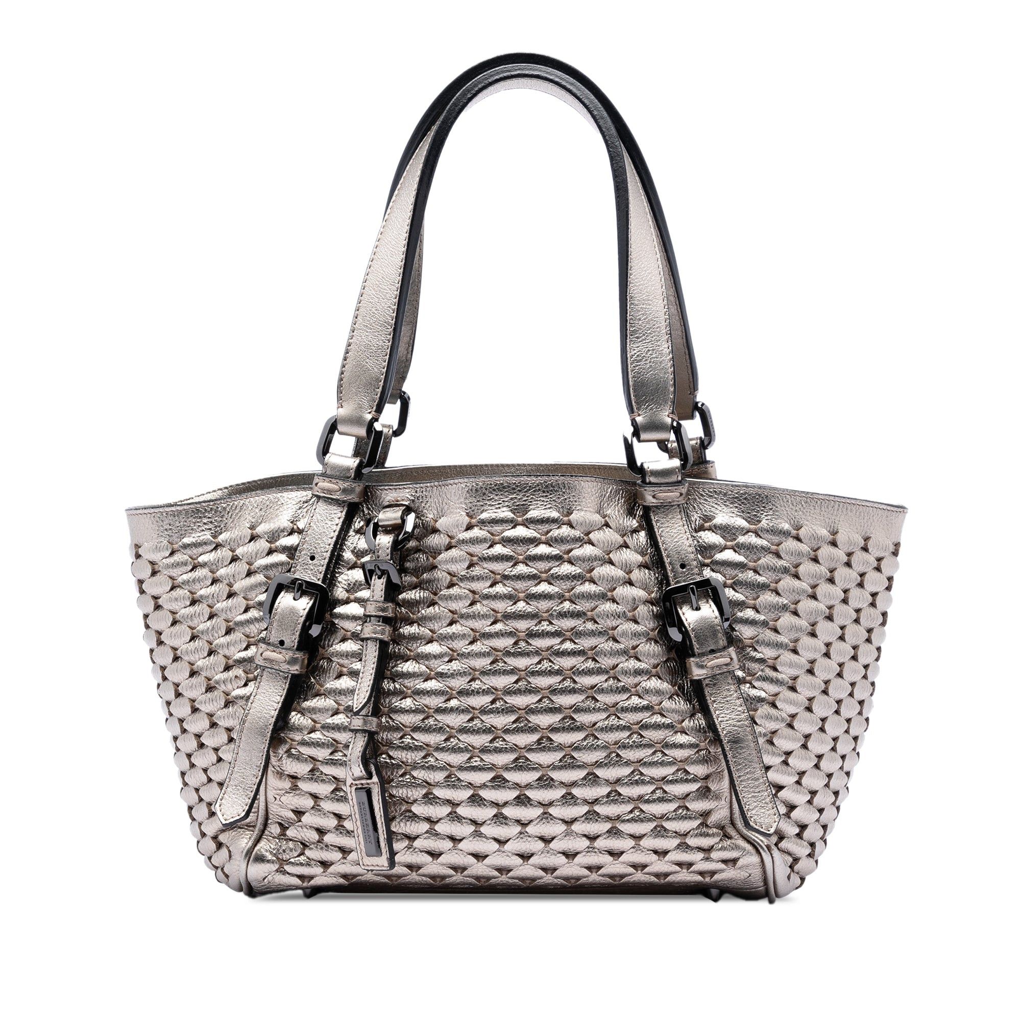 Burberry Metallic Woven Leather Tote Size ONE SIZE - 1 Thumbnail