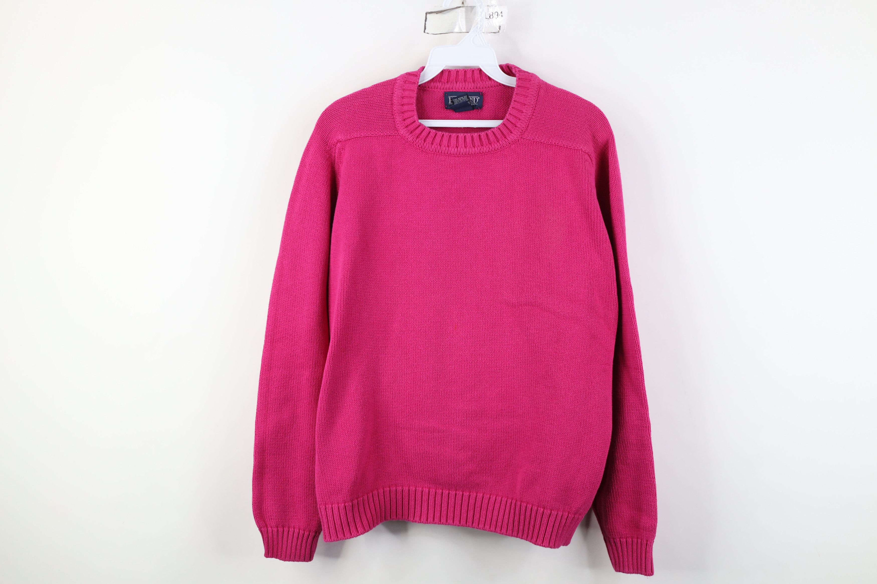 Lands' End Vintage 90s Lands End Cotton Ribbed Knit Sweater Pink USA Size L / US 10 / IT 46 - 1 Thumbnail